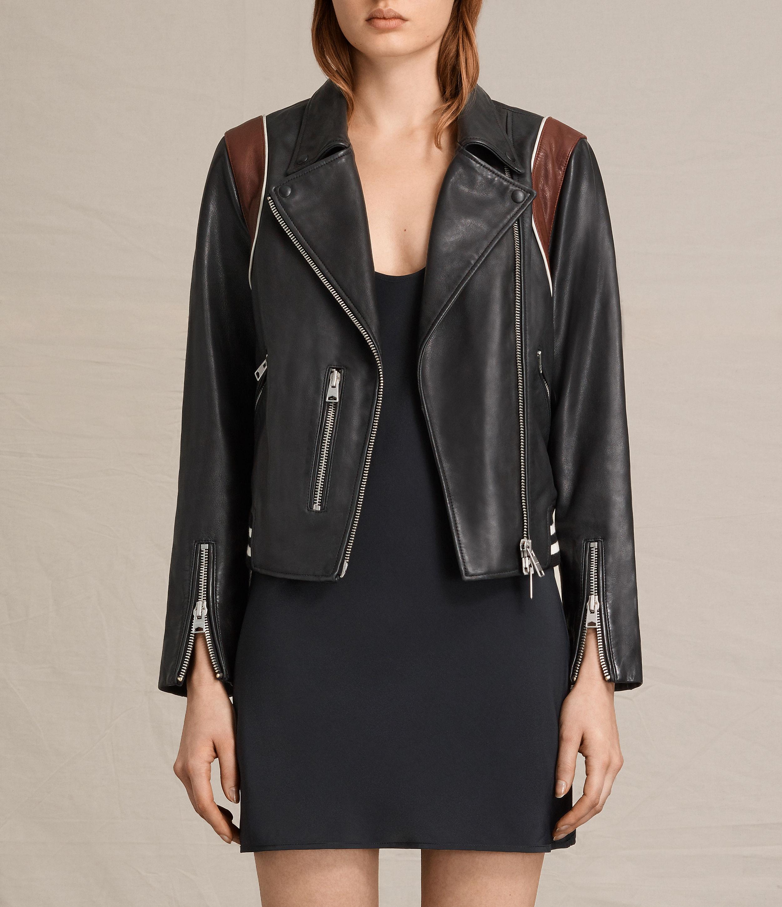 AllSaints Panel Balfern Leather Bomber Jacket Usa Usa in Black Lyst