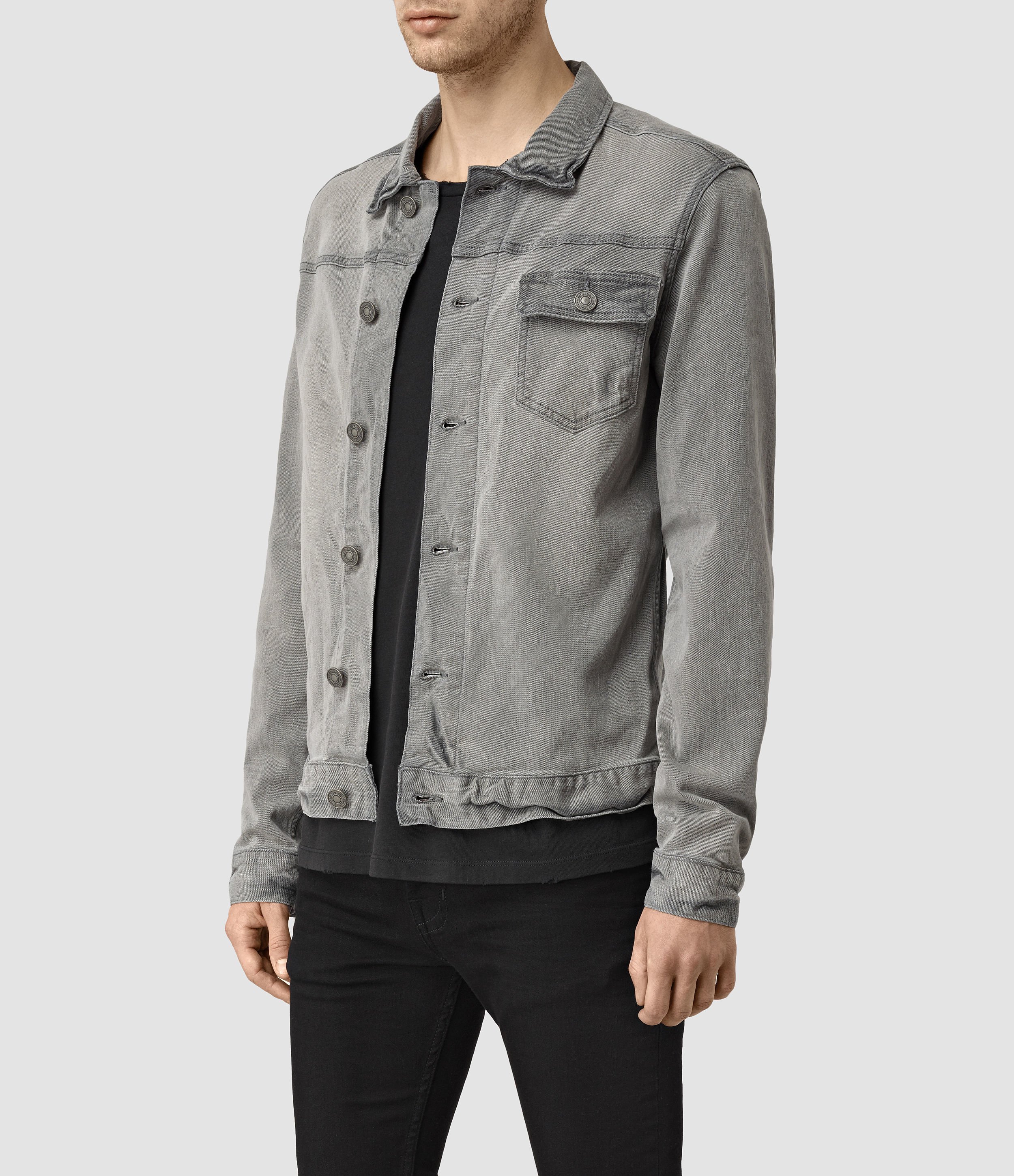 AllSaints Slab Denim Jacket in Gray for Men | Lyst
