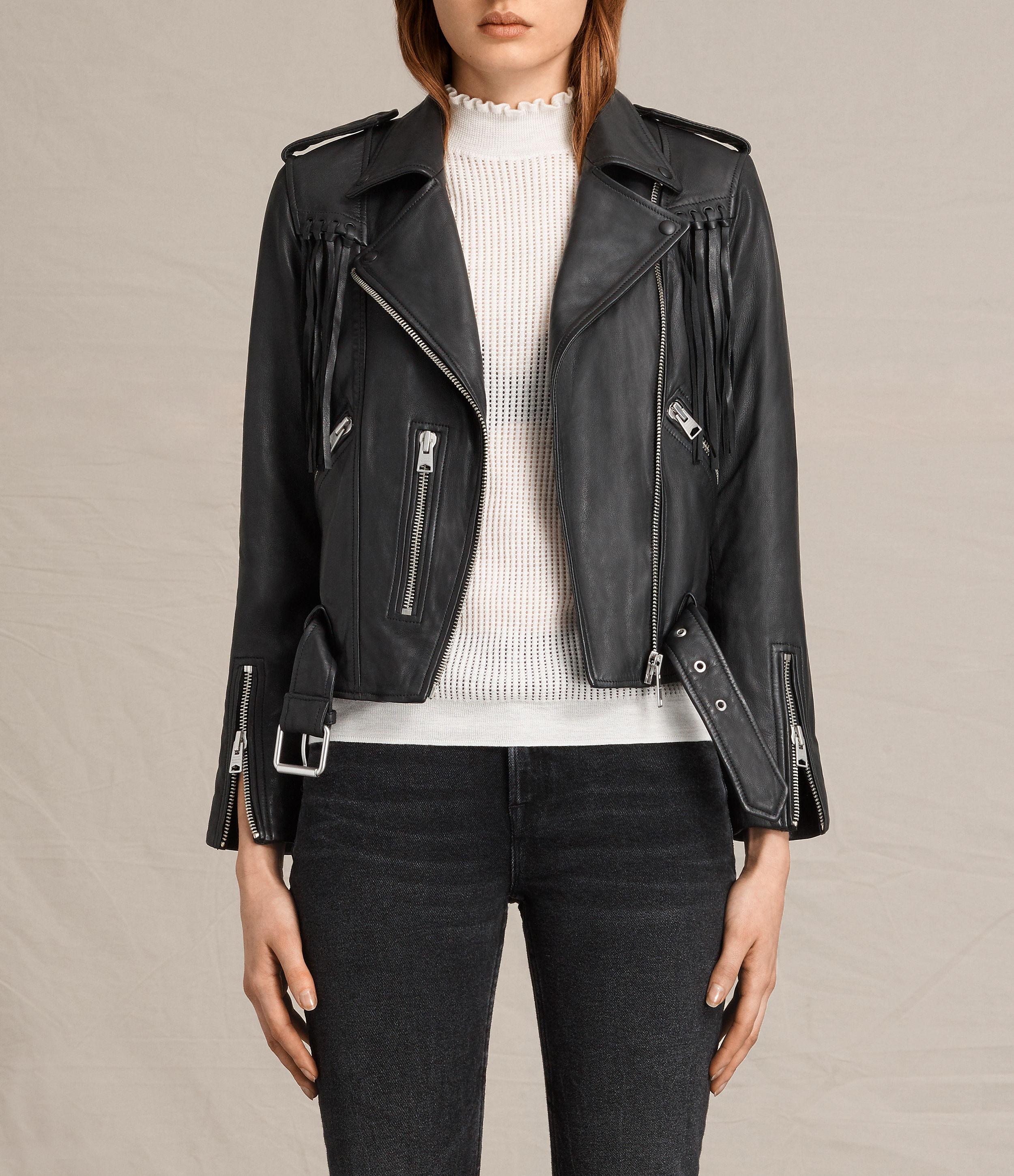 all saints fringe jacket