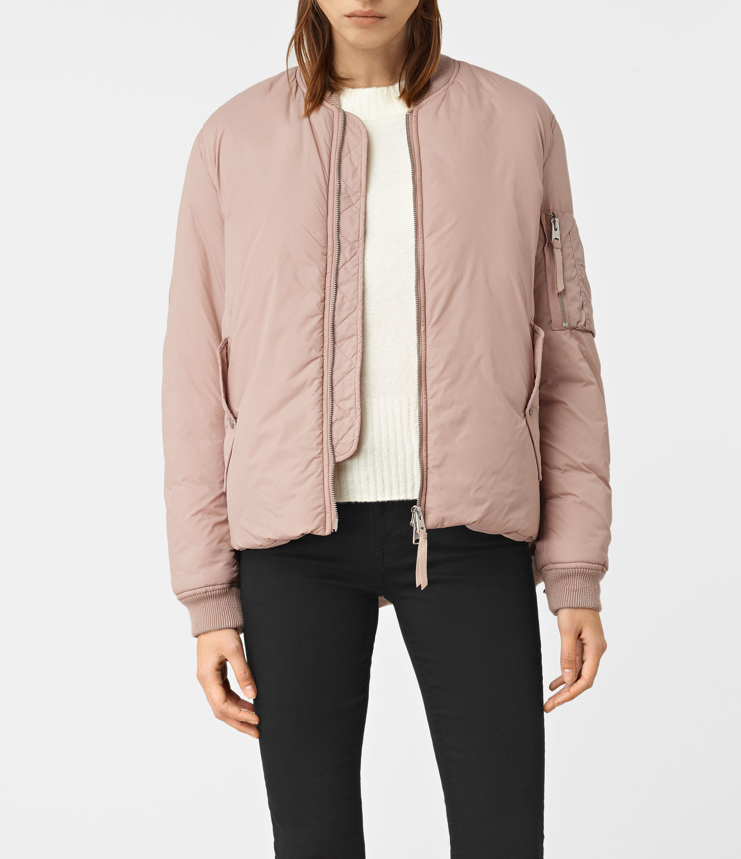 dusky pink bomber jacket