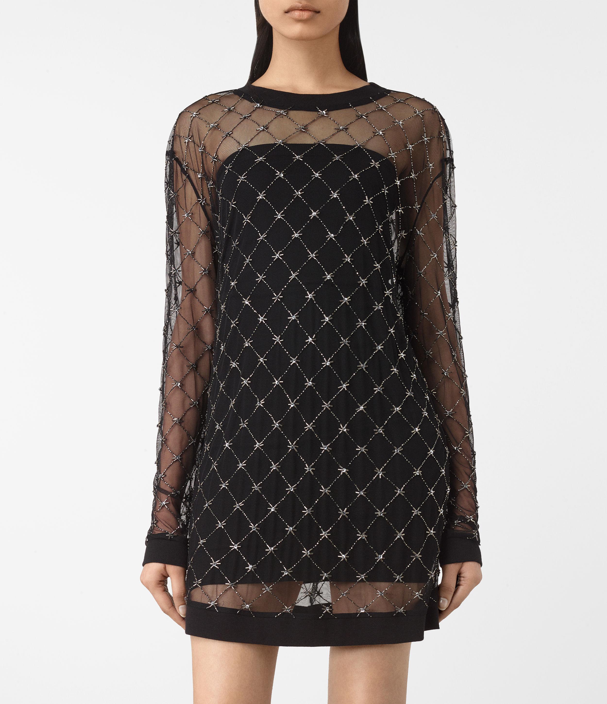 all saints black slip dress