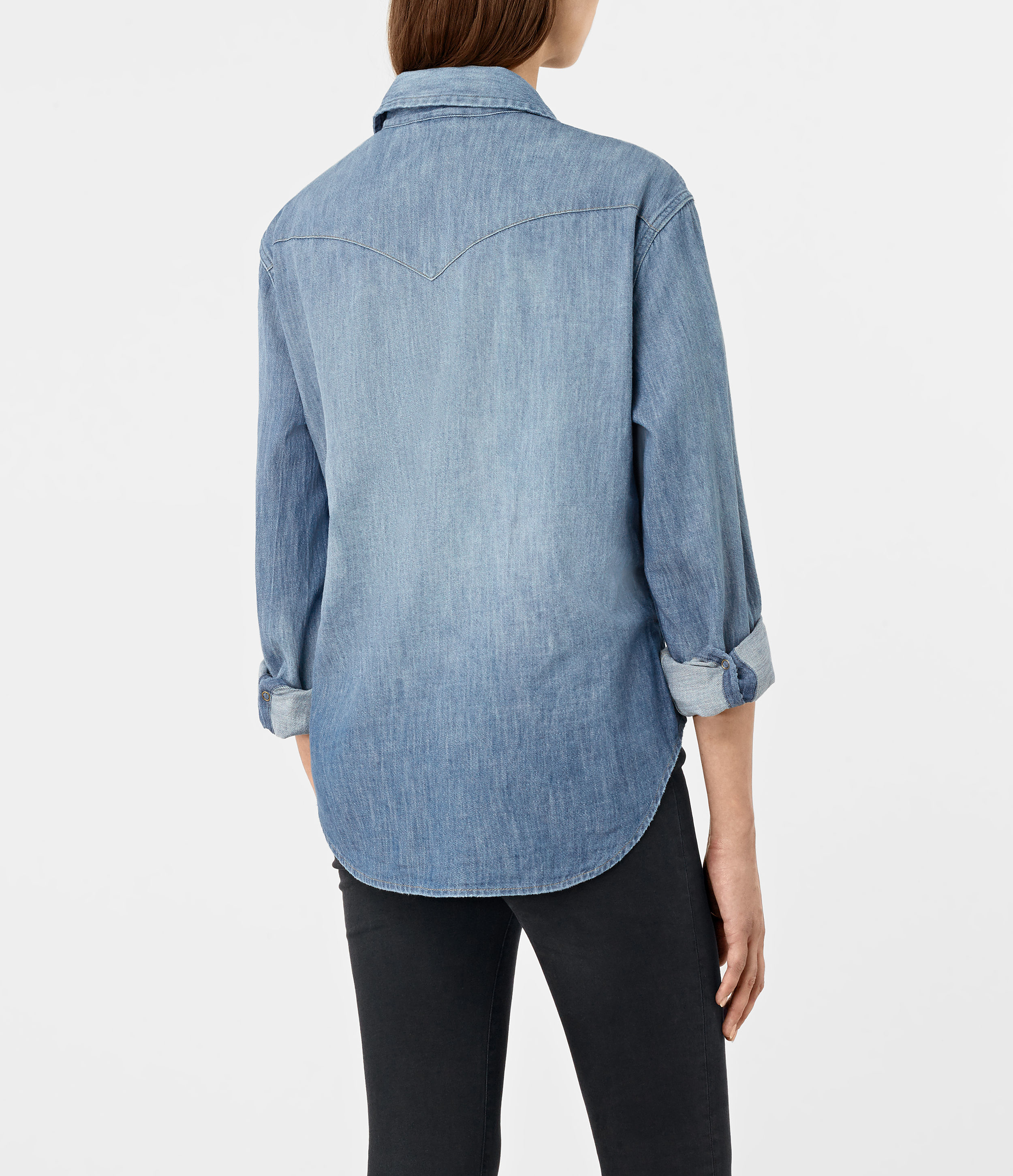 all saints denim shirt womens