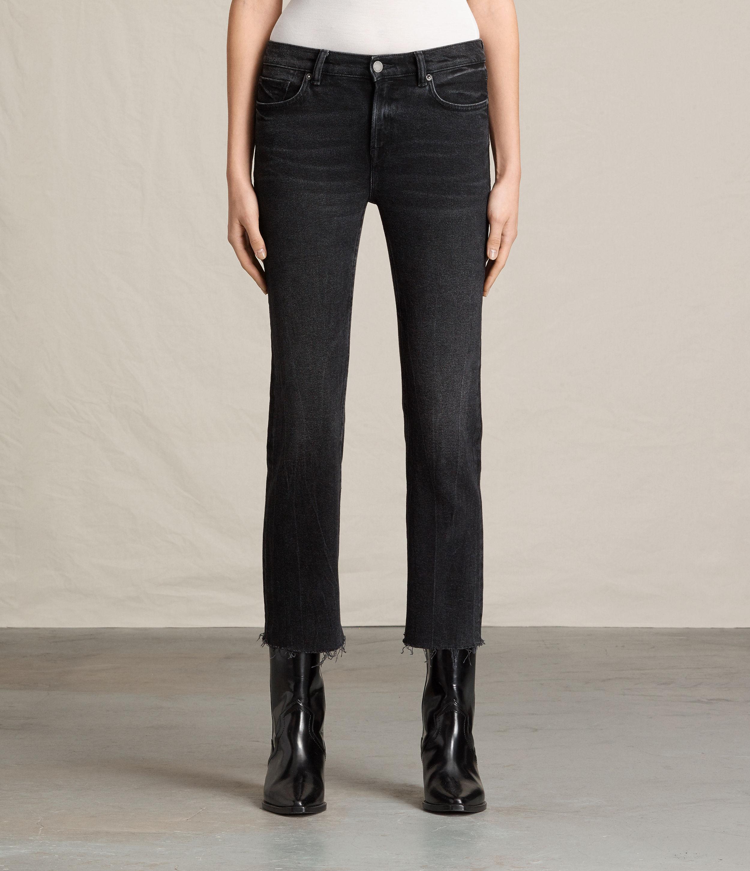 AllSaints Zoe Cropped Bootcut Jeans in Black | Lyst