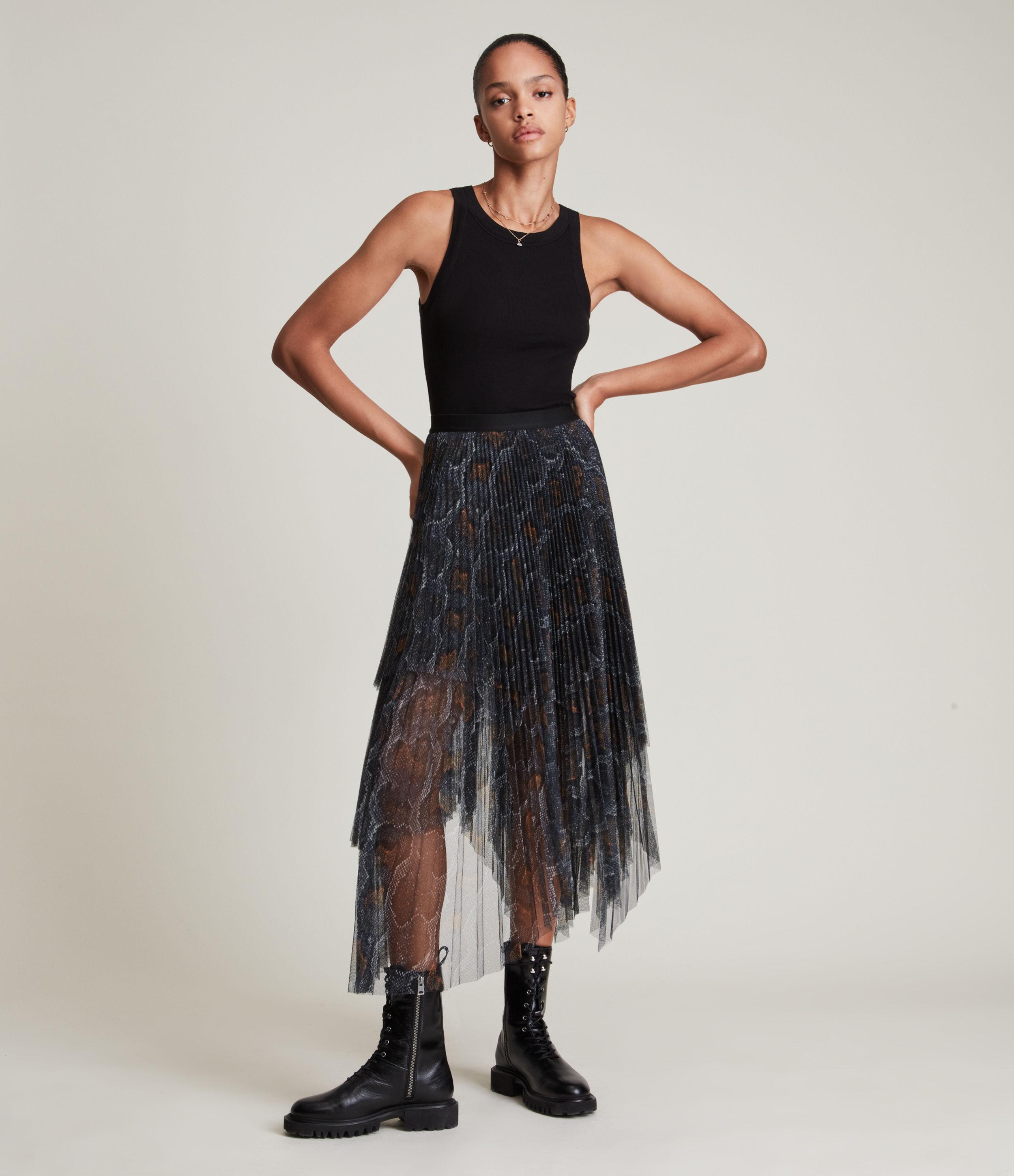 Allsaints renia top tulle midi skirt