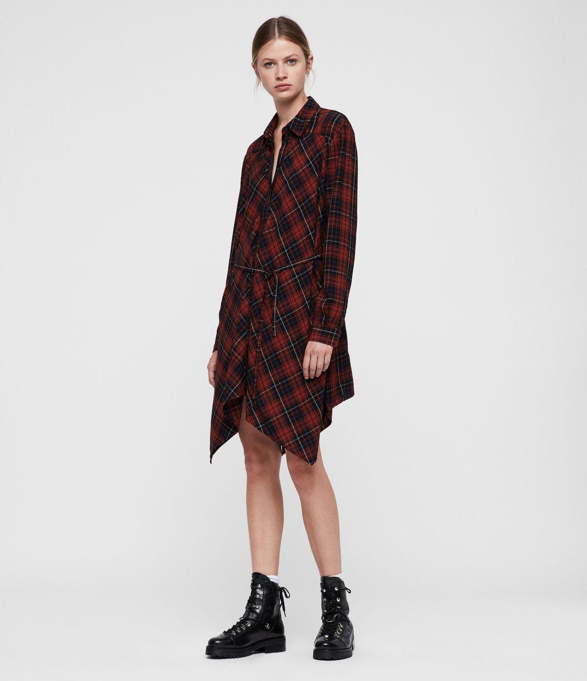 Red tartan dress all saints Clearance