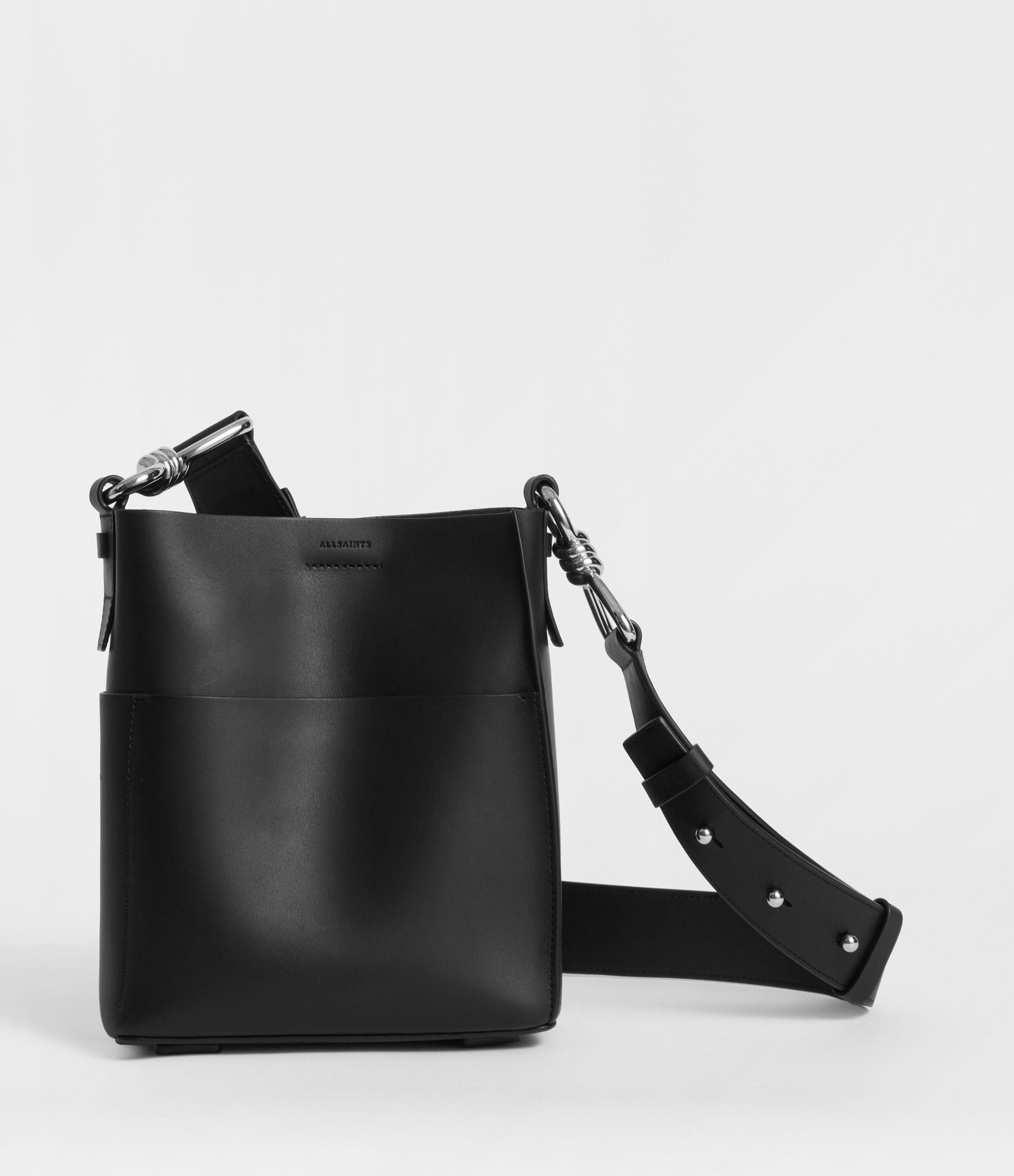 AllSaints Captain Leather North South Crossbody Bag in Black | Lyst