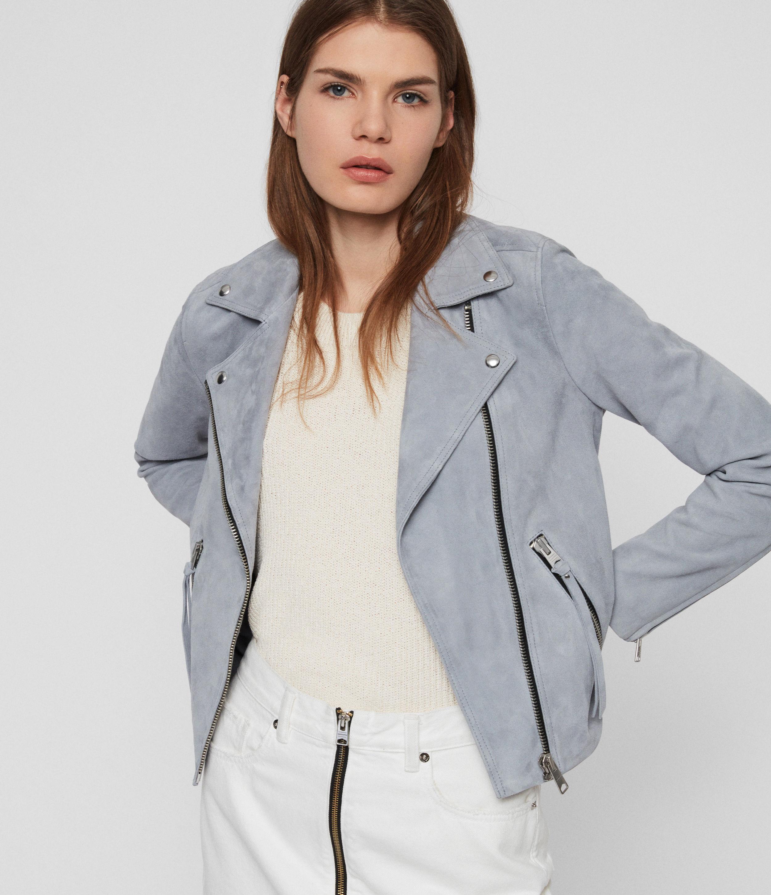 light blue suede jacket