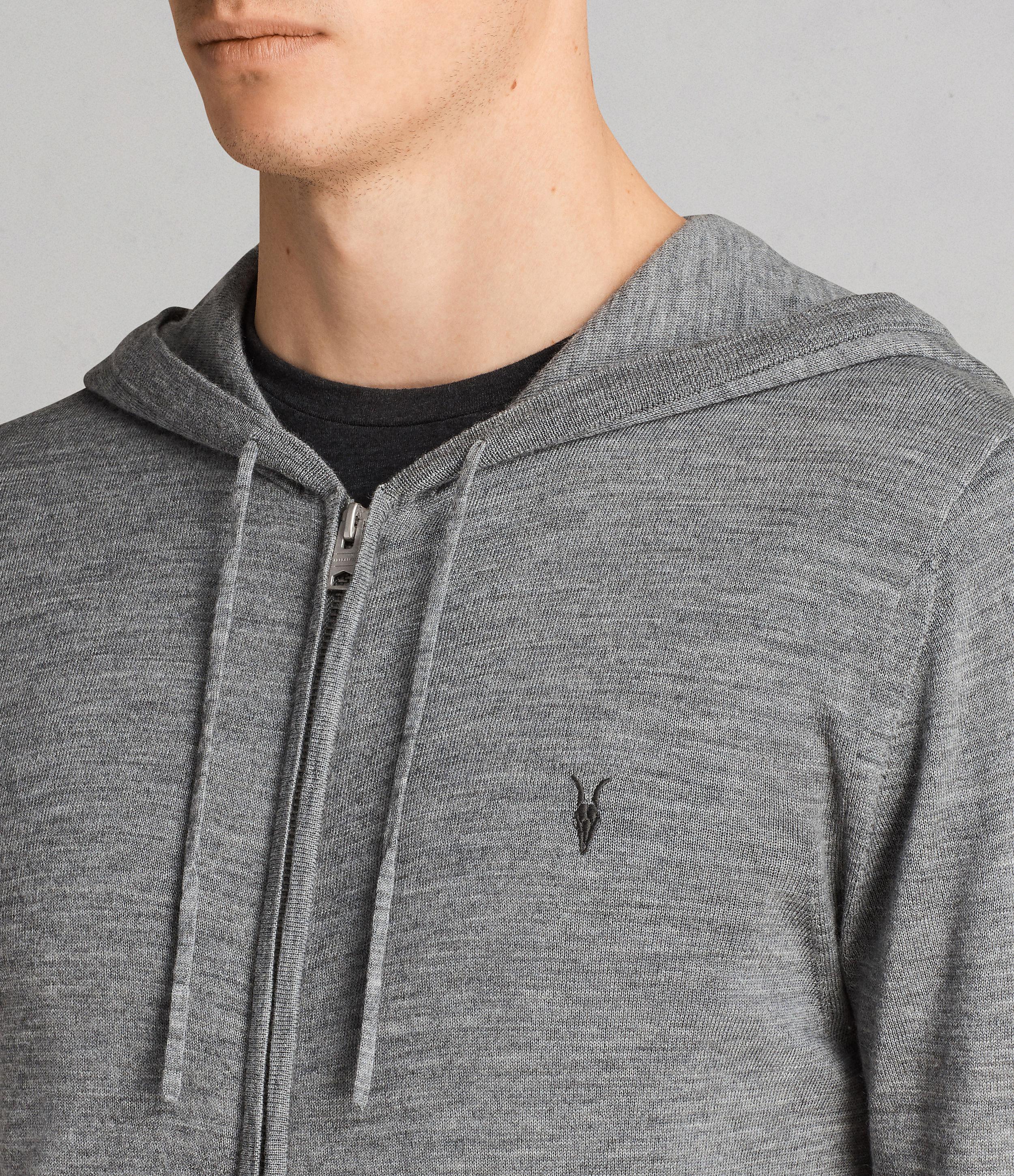 AllSaints Wool Mode Merino Zip Hoodie in Grey Marl (Gray) for Men Lyst