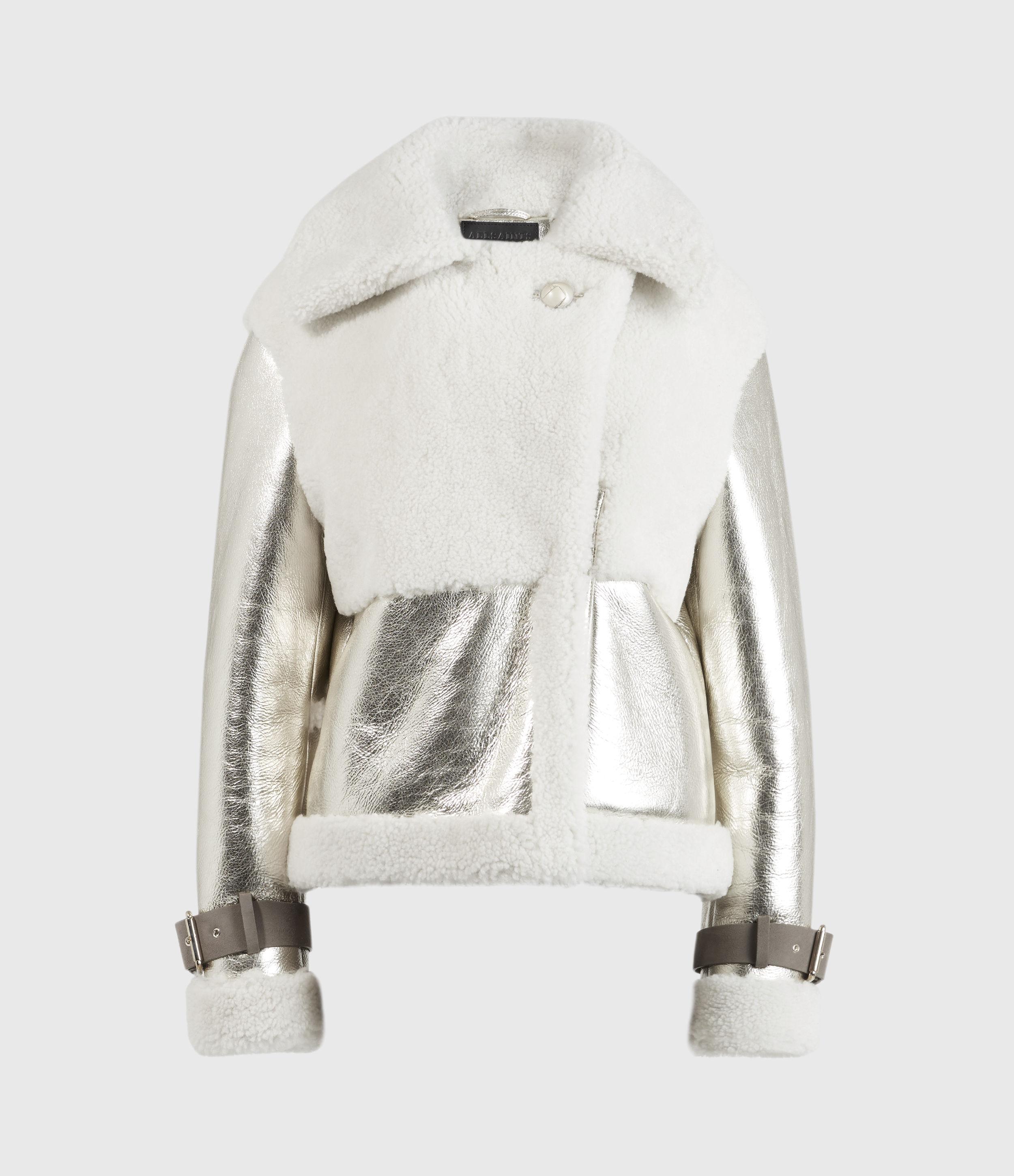 metallic shearling jacket