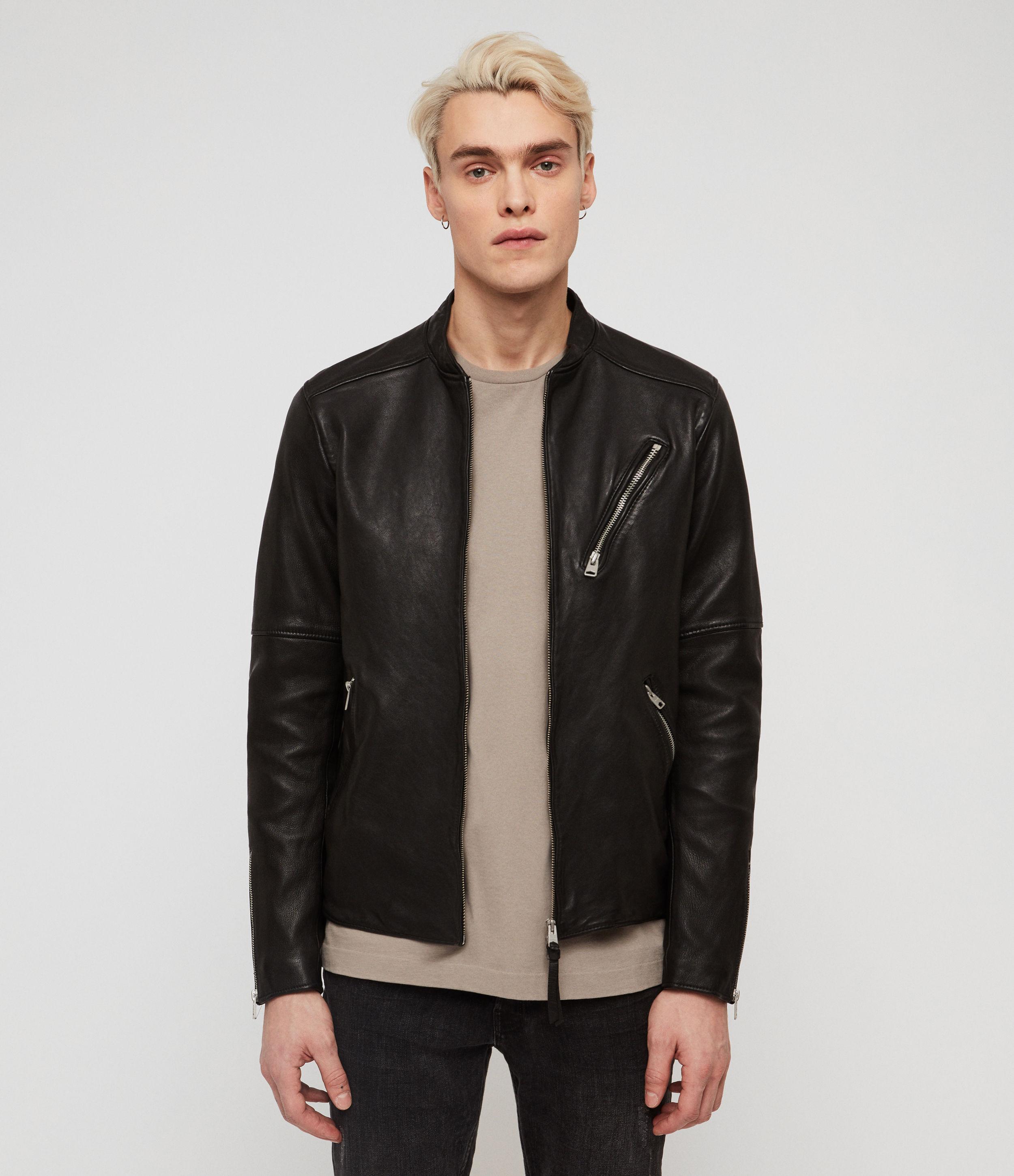 AllSaints Holbrooke Leather Jacket in Black for Men - Lyst