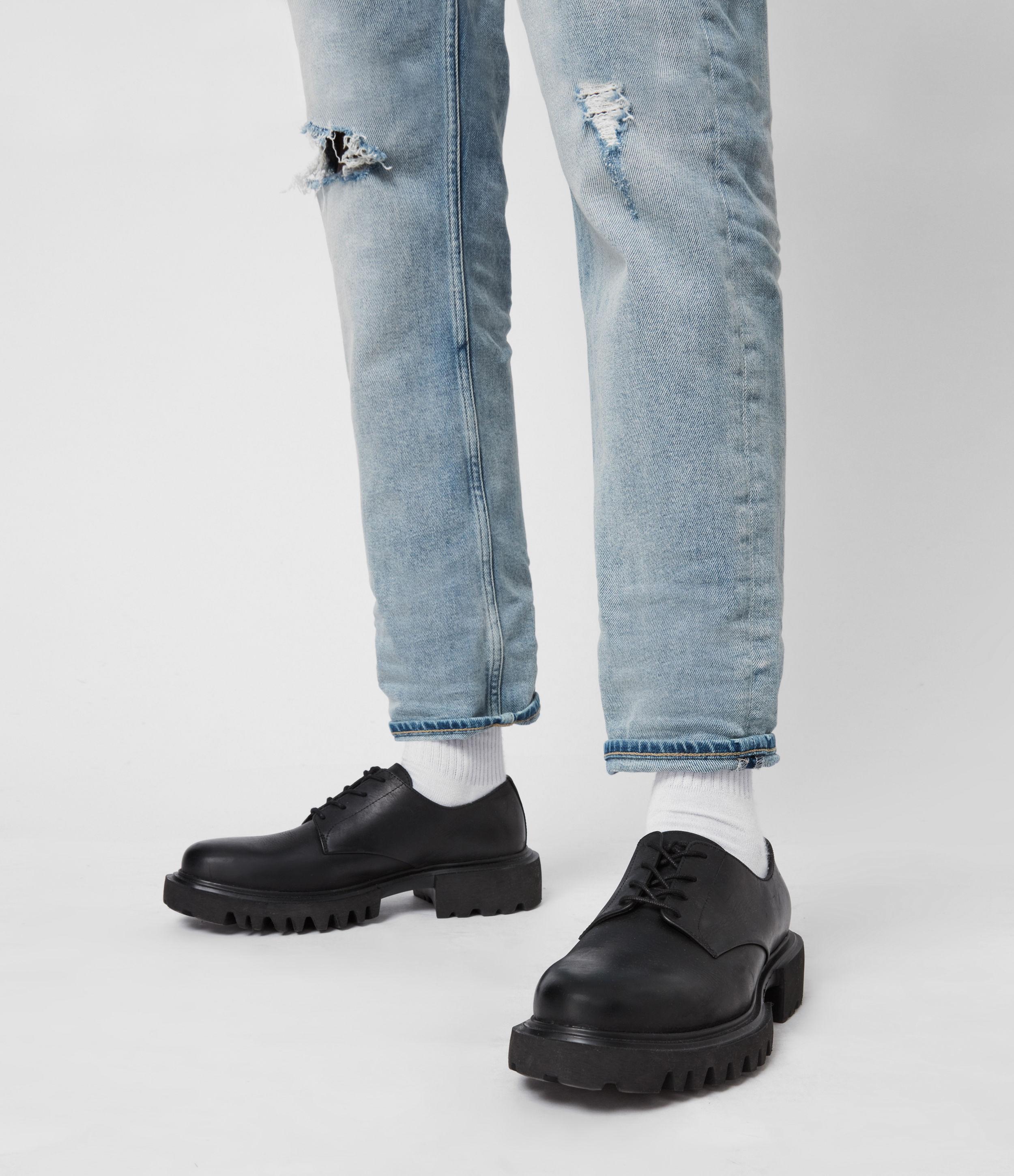 AllSaints Evan Leather Derby Shoes in Black for Men | Lyst