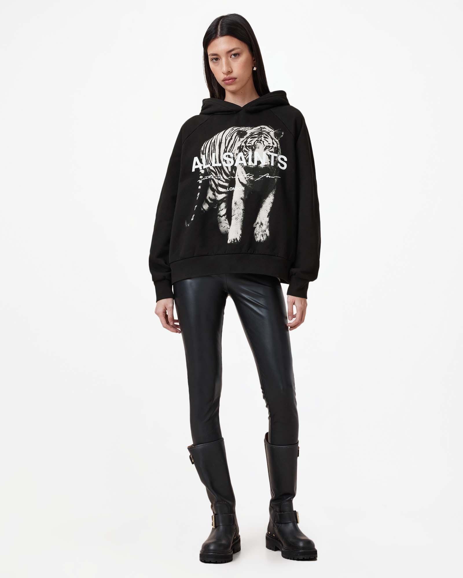 AllSaints Kit Talon Tiger Print Hoodie in Black | Lyst