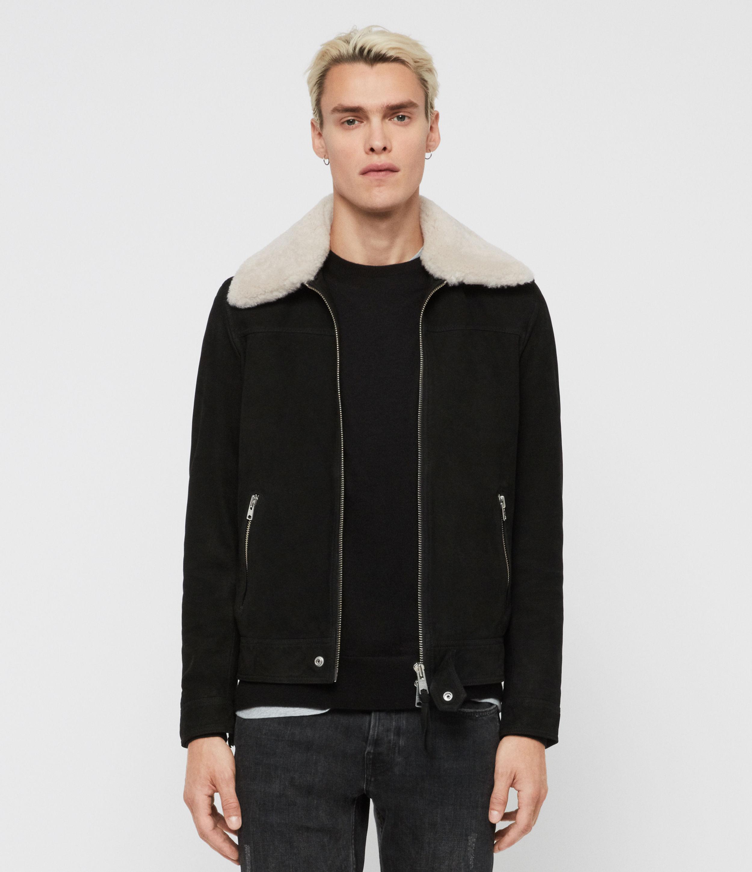 AllSaints Lock Leather Jacket in Black for Men Lyst