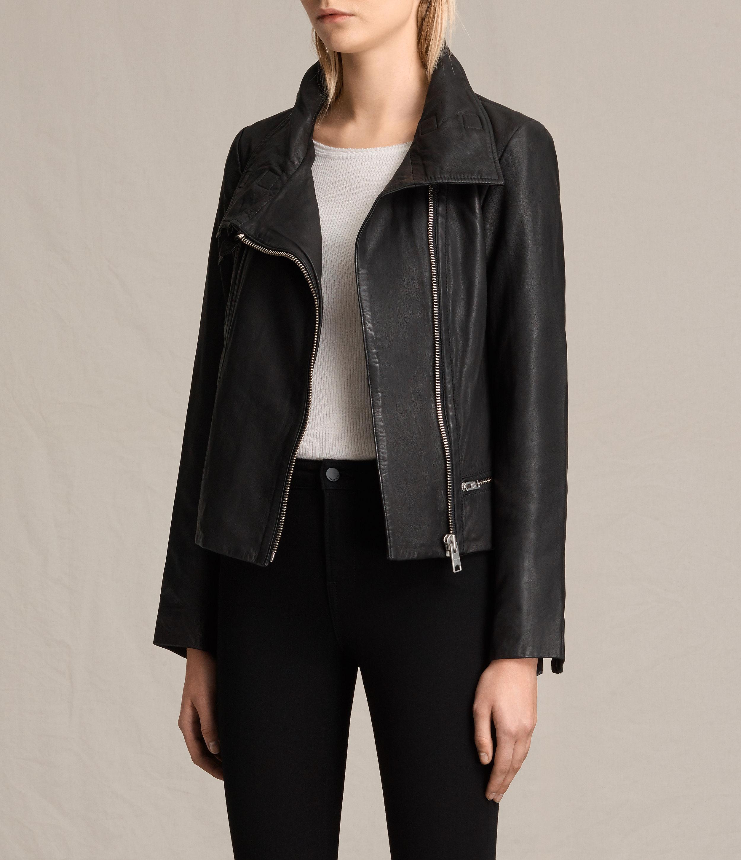 AllSaints Bales Leather Biker Jacket in Black | Lyst