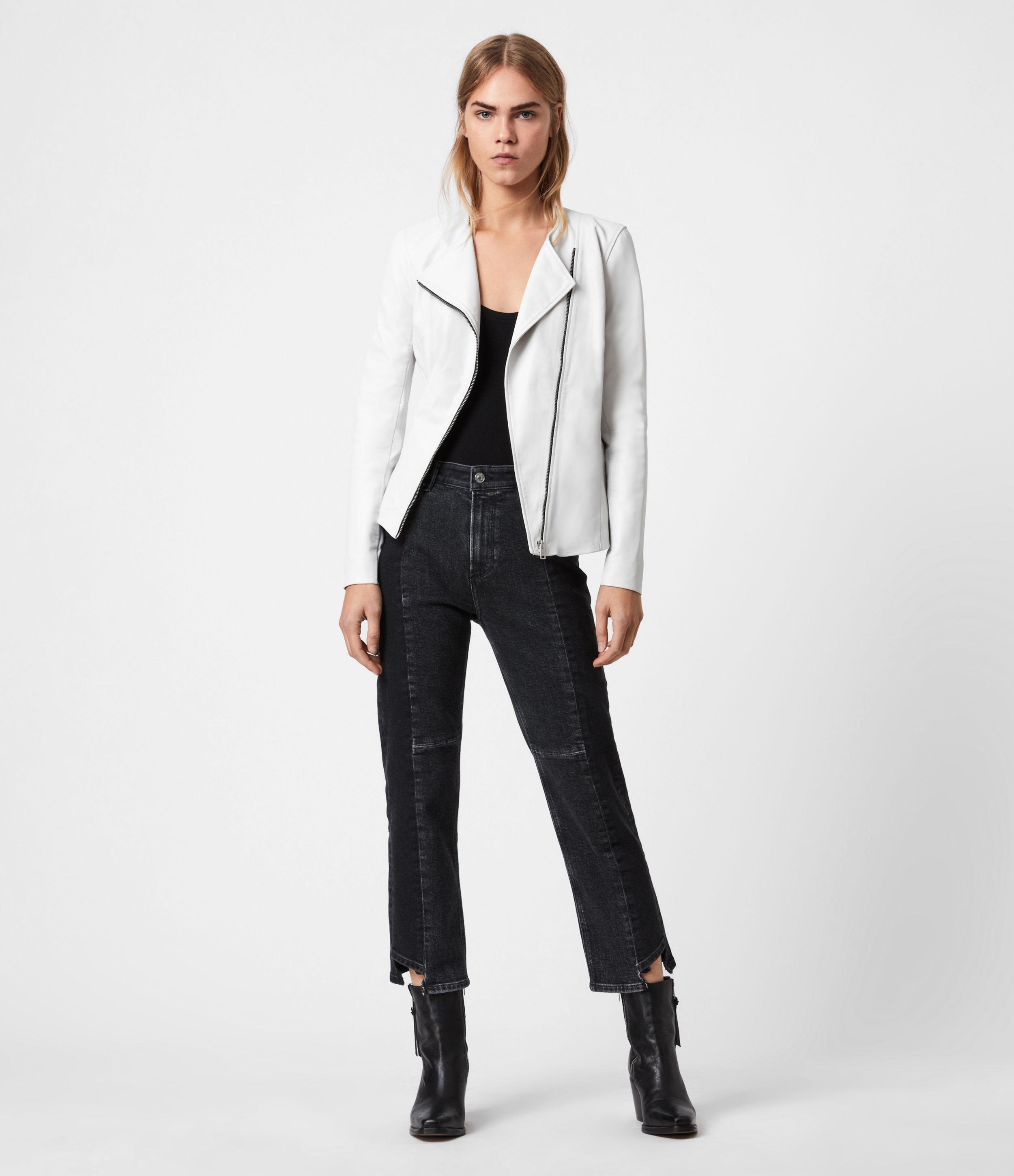 allsaints fawn leather biker jacket