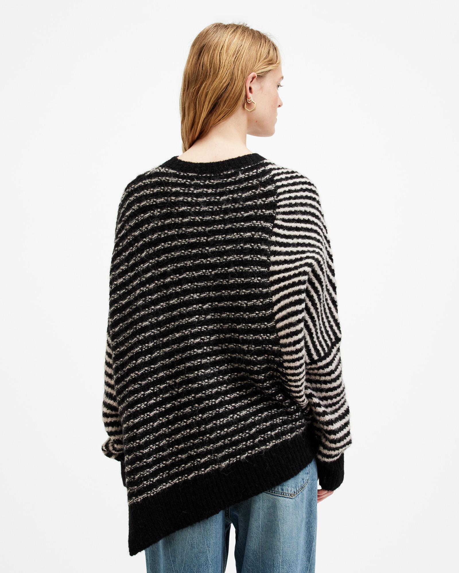 Crew Neck All Saints Asymmetrical Sweater AllSaints Women's Gray