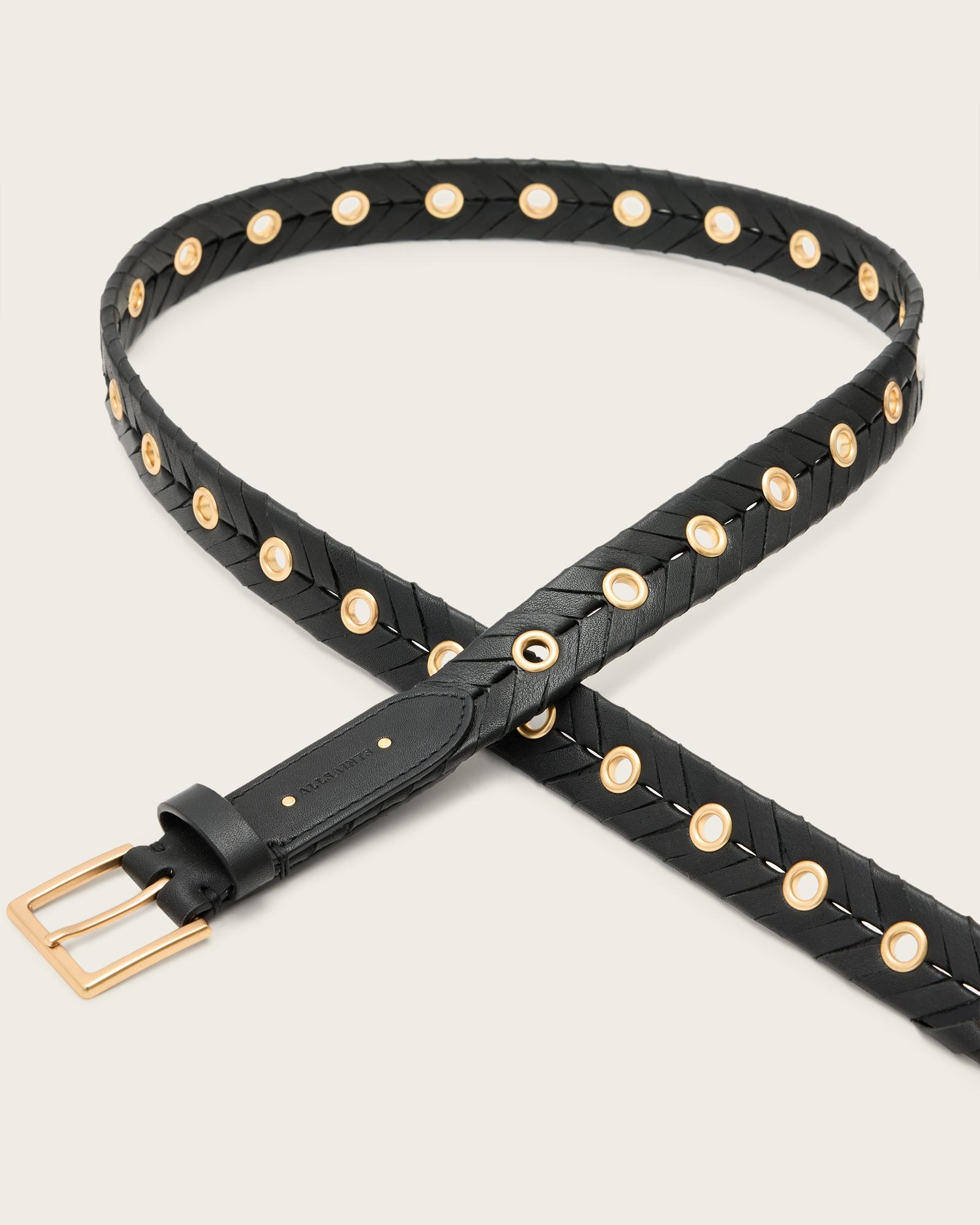 AllSaints Alice Eyelet Woven Leather Belt – Black/Warm Brass – Size S/M – NWT AllSaints Alice Eyelet Woven Leather Belt | Lyst main image 2