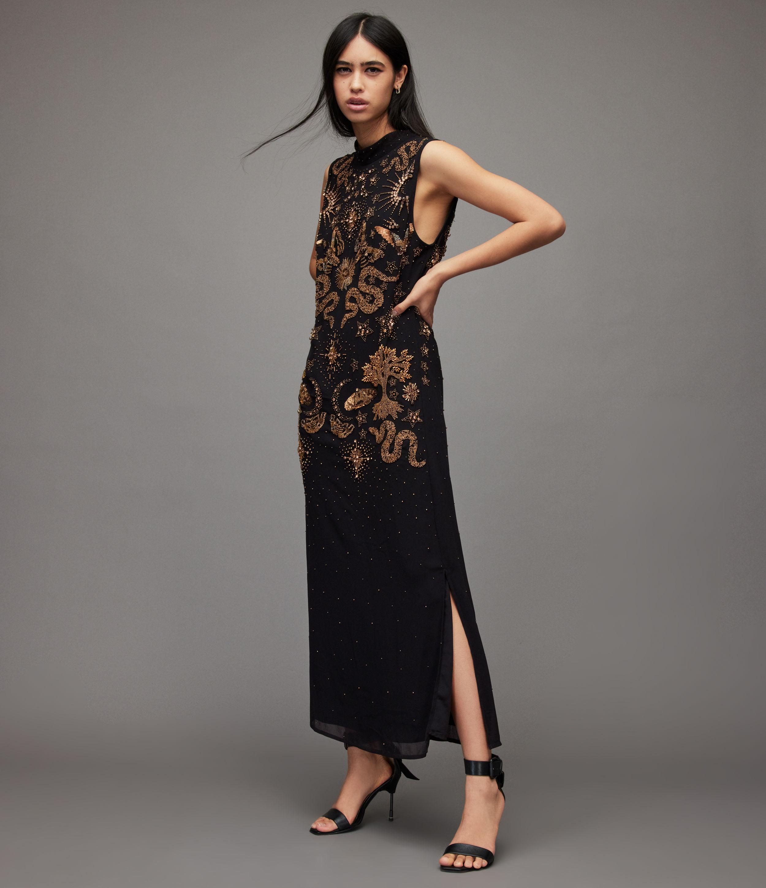 allsaints beaded dress Harper Embellished Maxi in Black bow back the Jessie maxi dress Color:#59-Ivory Movie Review: Devil In