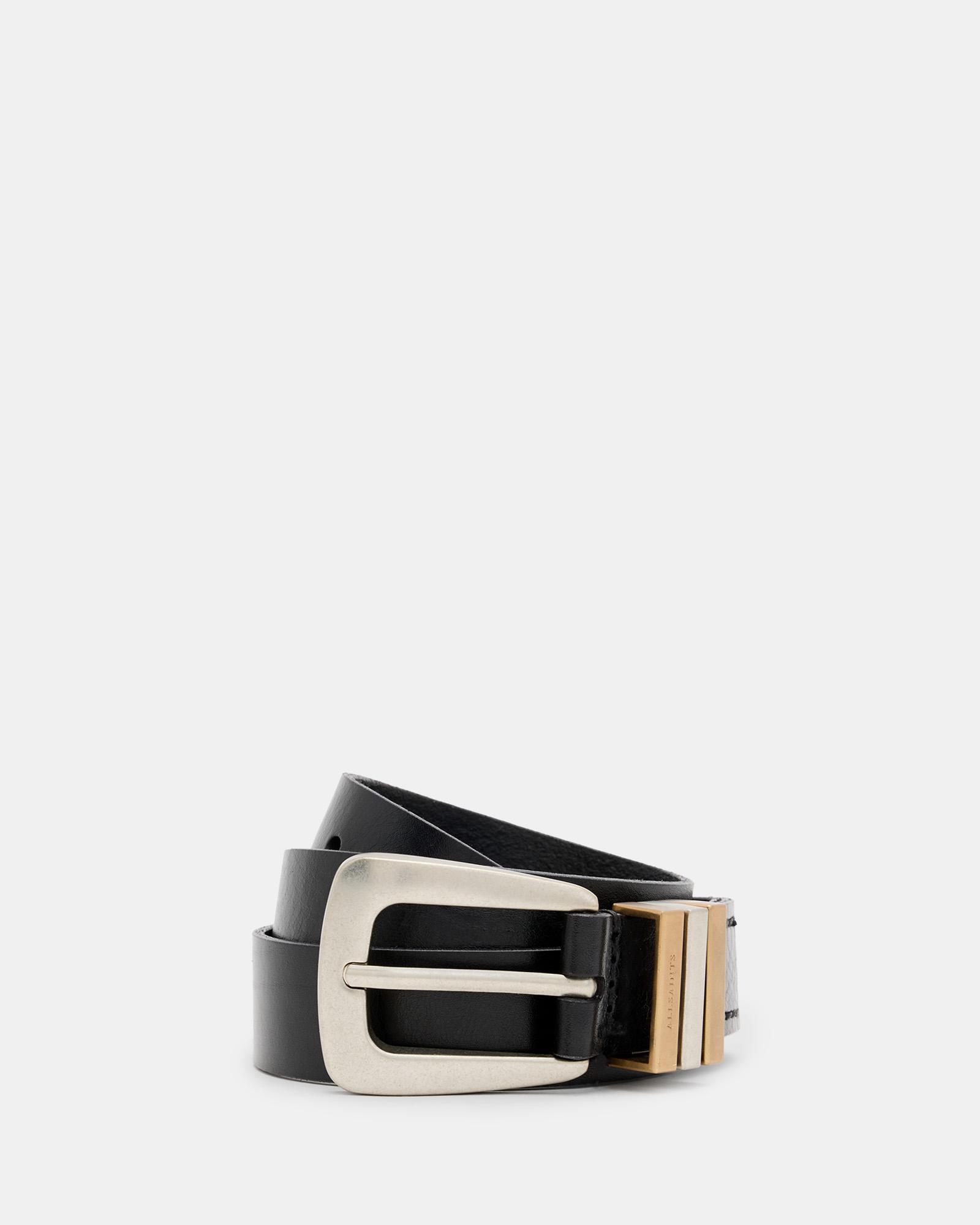 AllSaints Lucie Triple Keeper Leather Belt,, /Antq Nickel in 