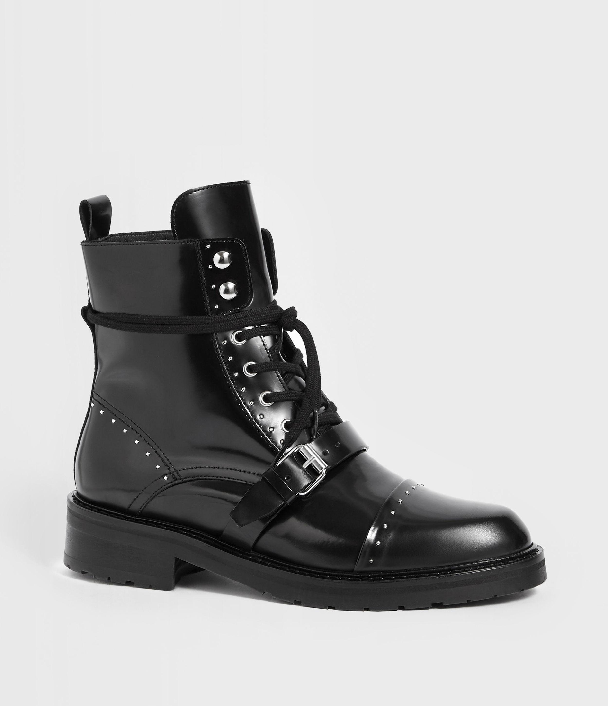 AllSaints Leather Dayna Boot in Black - Lyst
