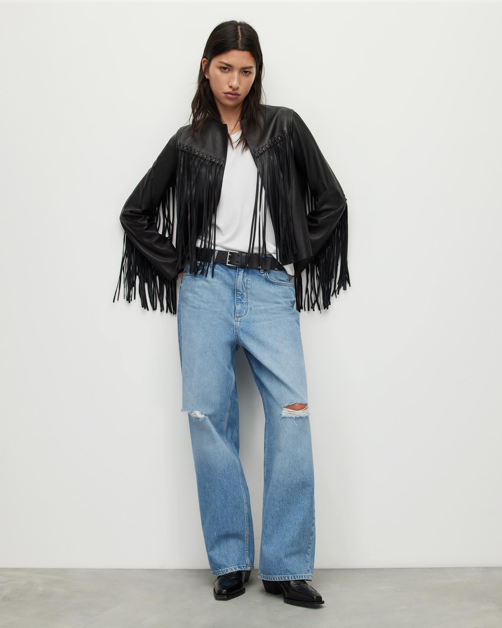 All saints fringe clearance jacket