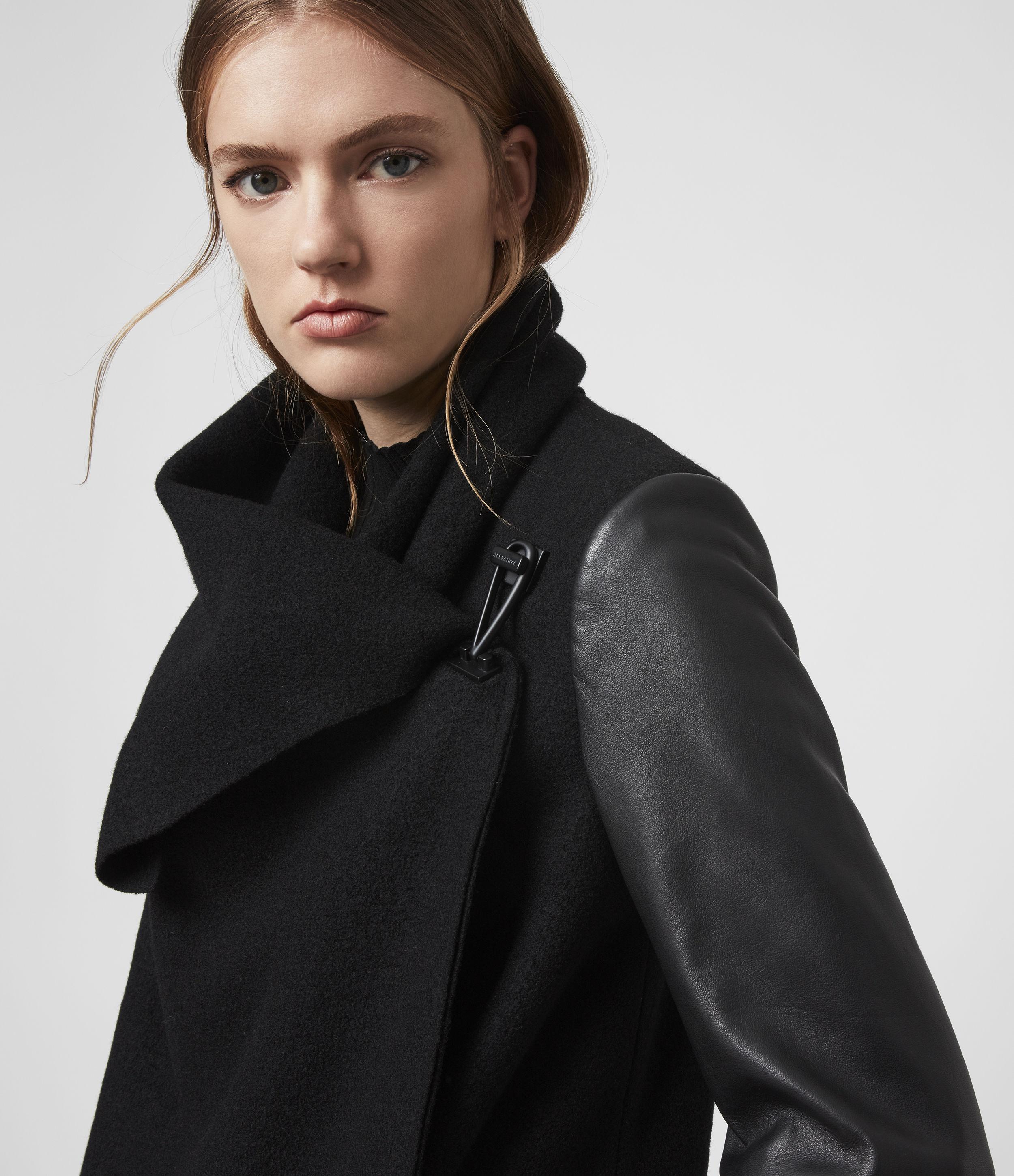 Women's wool and leather coat 2025
