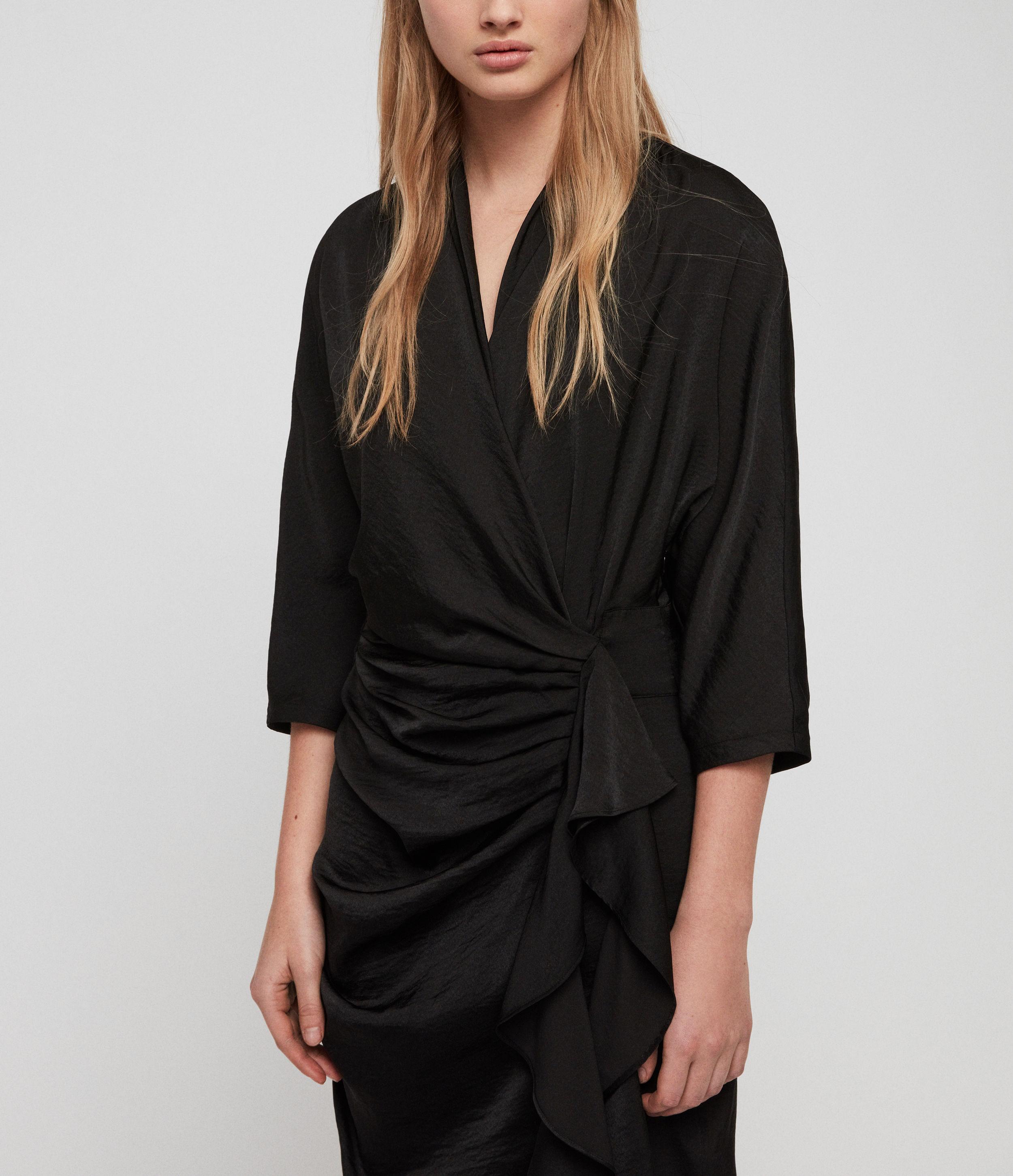 all saints black wrap dress
