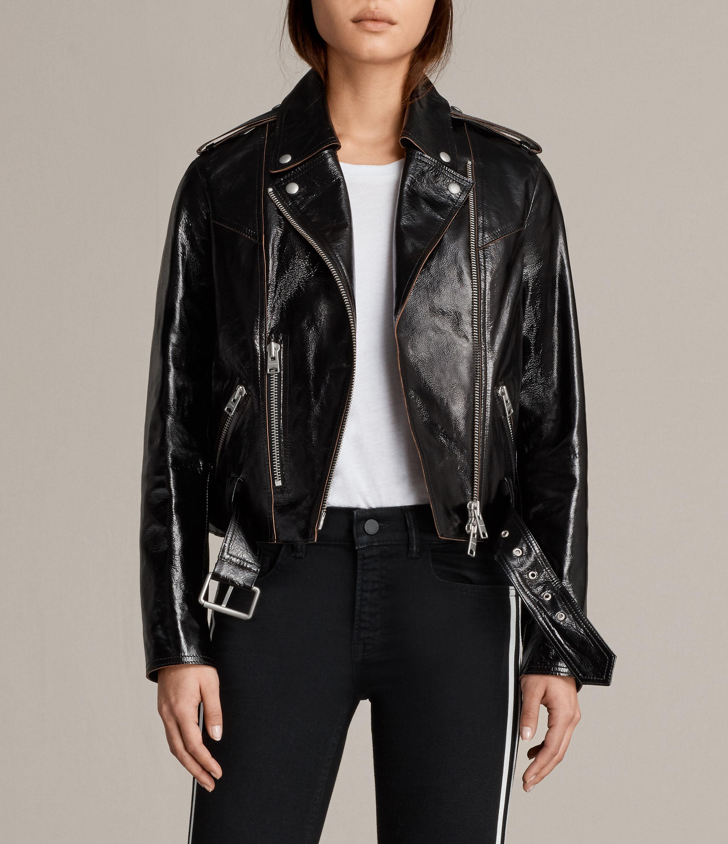 Allsaints Black Rigby Payton Leather Biker Jacket