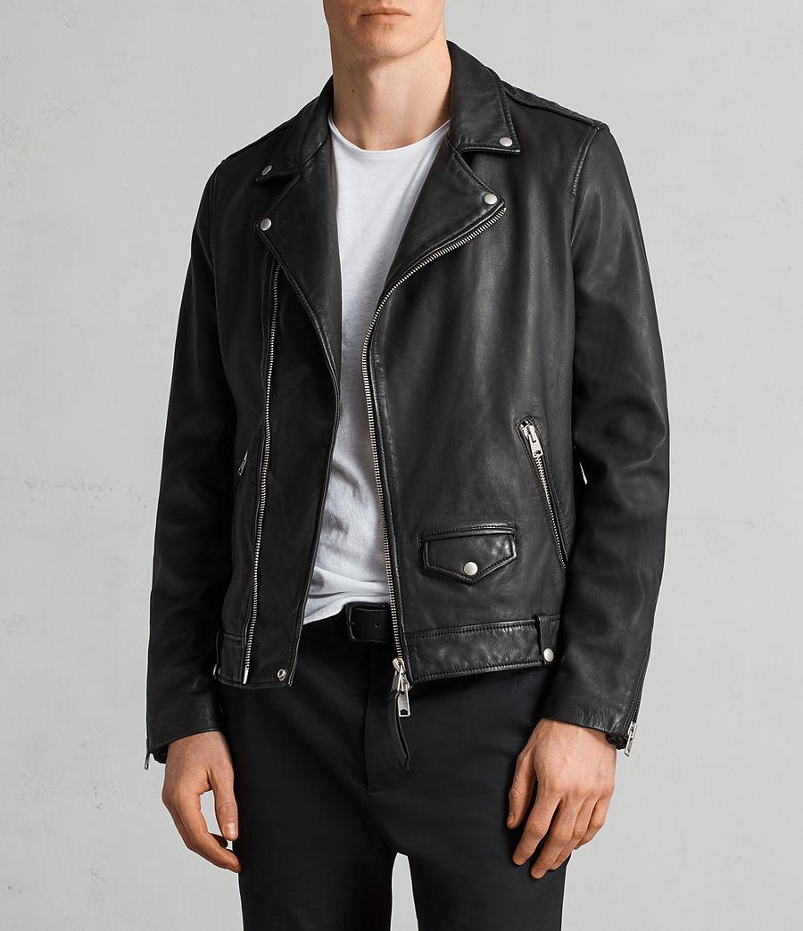 AllSaints Milo Leather Biker Jacket in Black for Men | Lyst UK