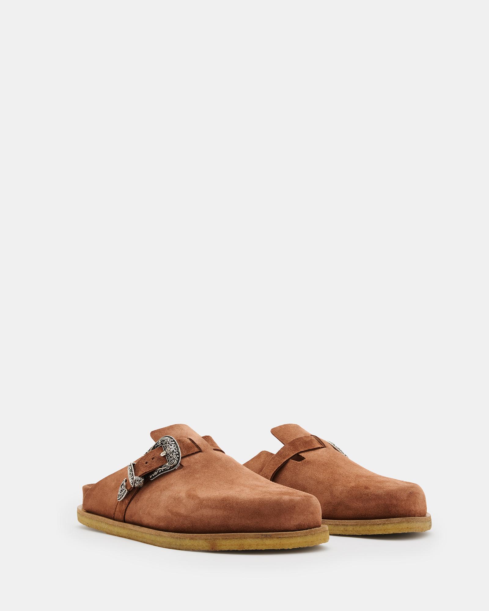 AllSaints Carlo Suede Western Buckle Mules in Brown for Men  display picture 2