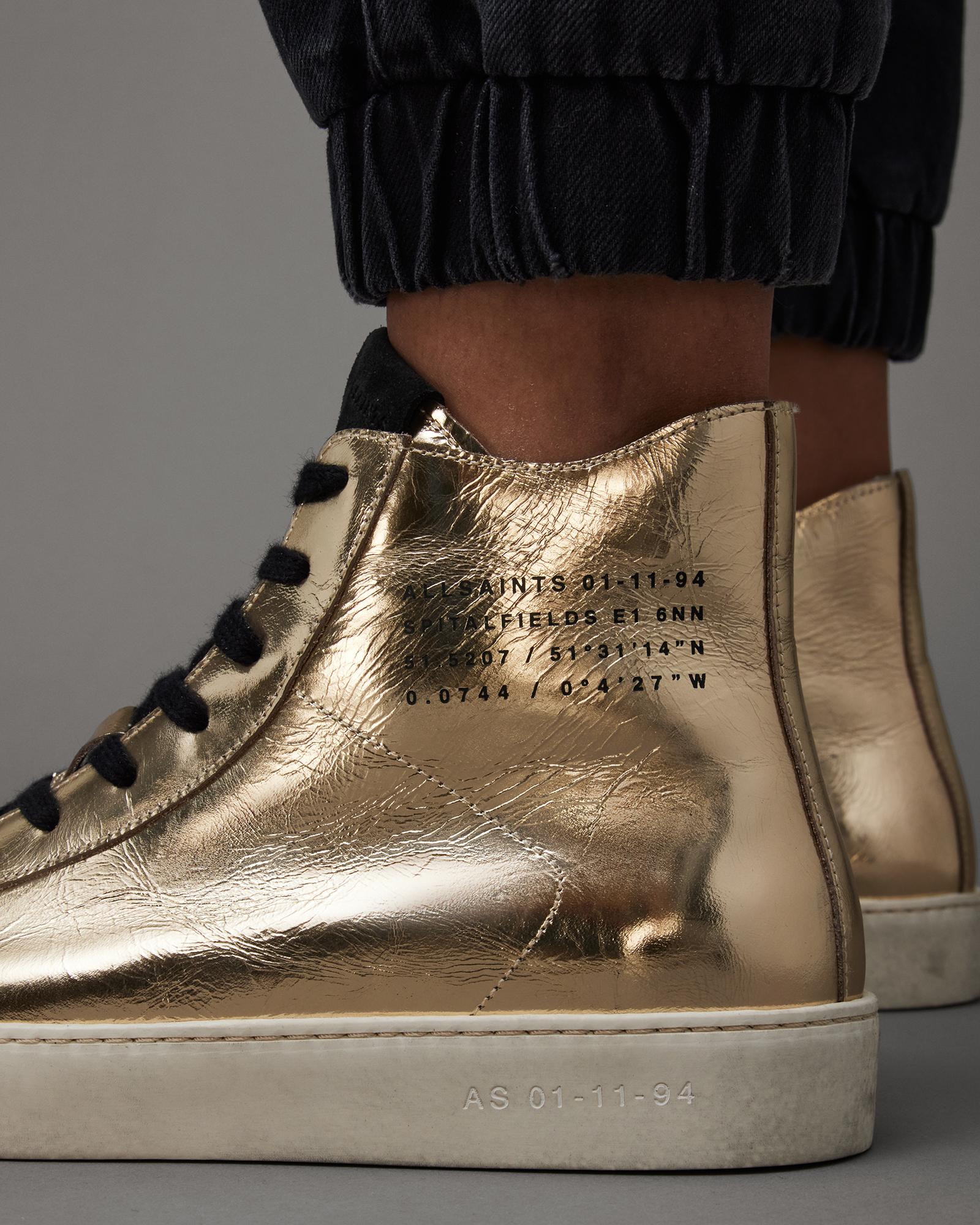 Women's metallic high top deals sneakers