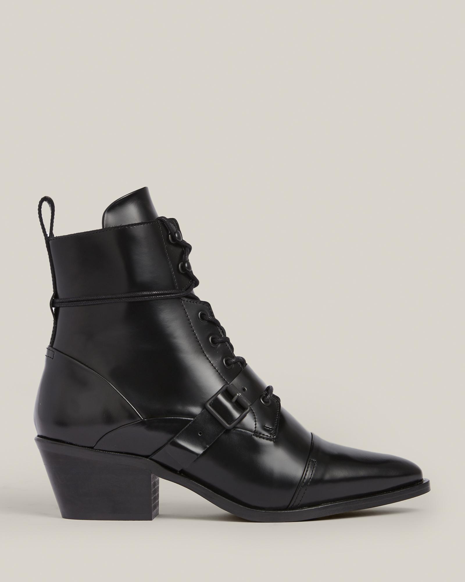 AllSaints Leather Katy Poli Boots, in Black | Lyst
