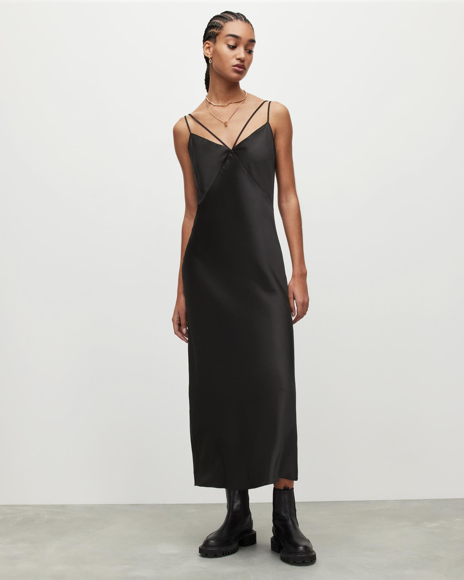 AllSaints Sassi 2-in-1 Dress in Black | Lyst