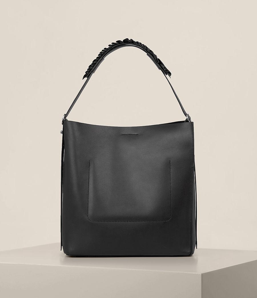 AllSaints Leather Maya North South Tote in Black - Lyst