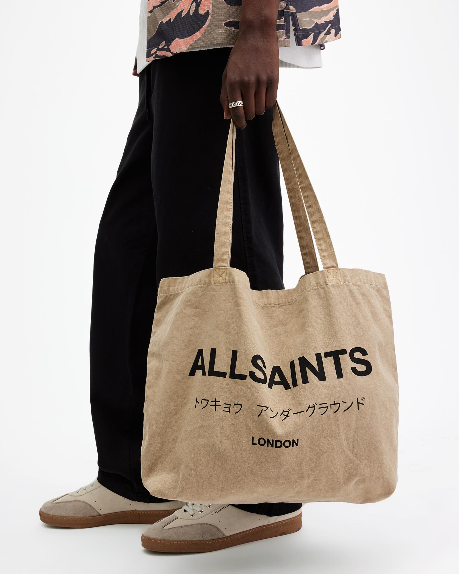 AllSaints Underground Logo Printed Tote Bag in Natural for Men Lyst