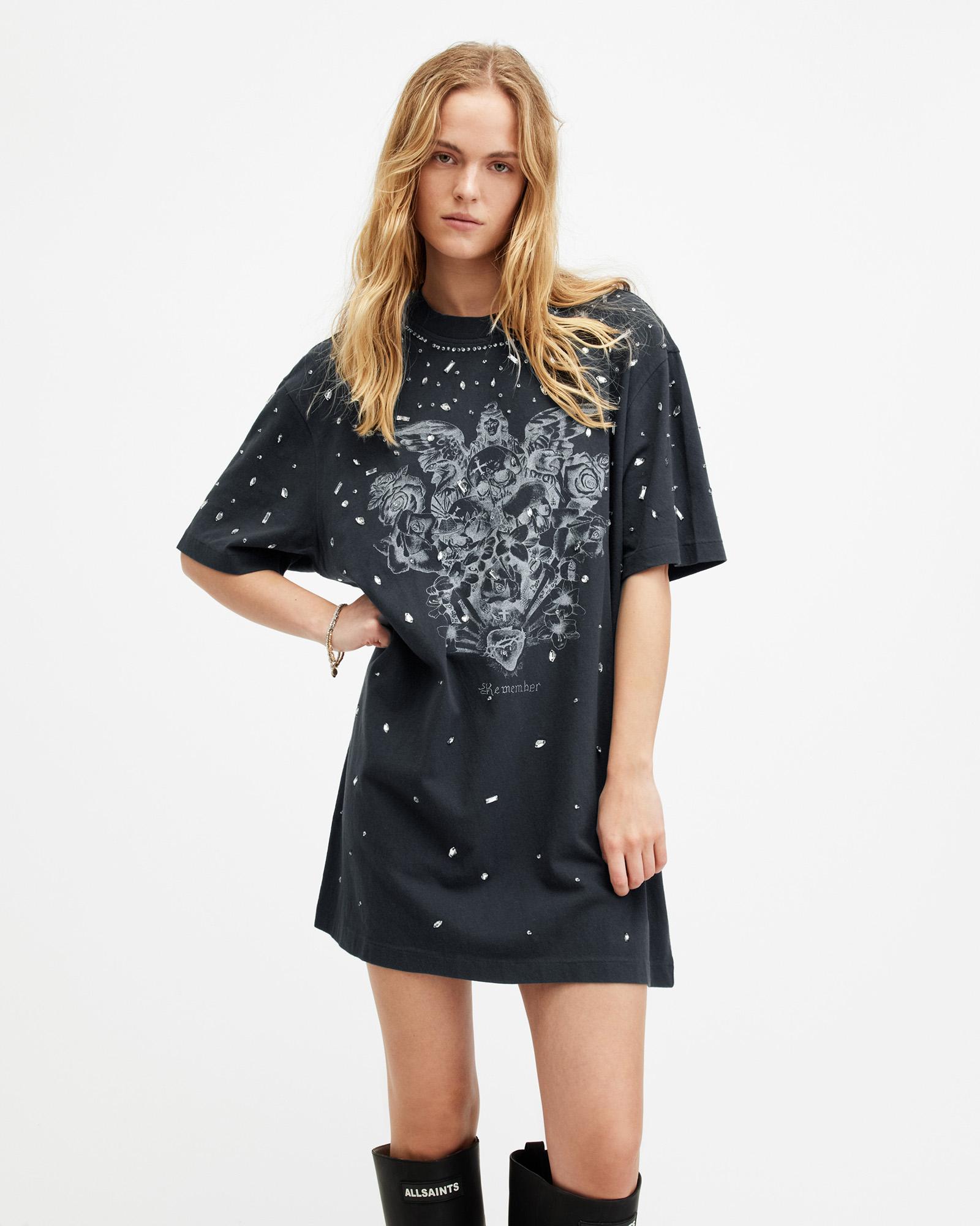 Asos Design Grunge T Shirt Dress ASOS DESIGN Lace Insert High Neck