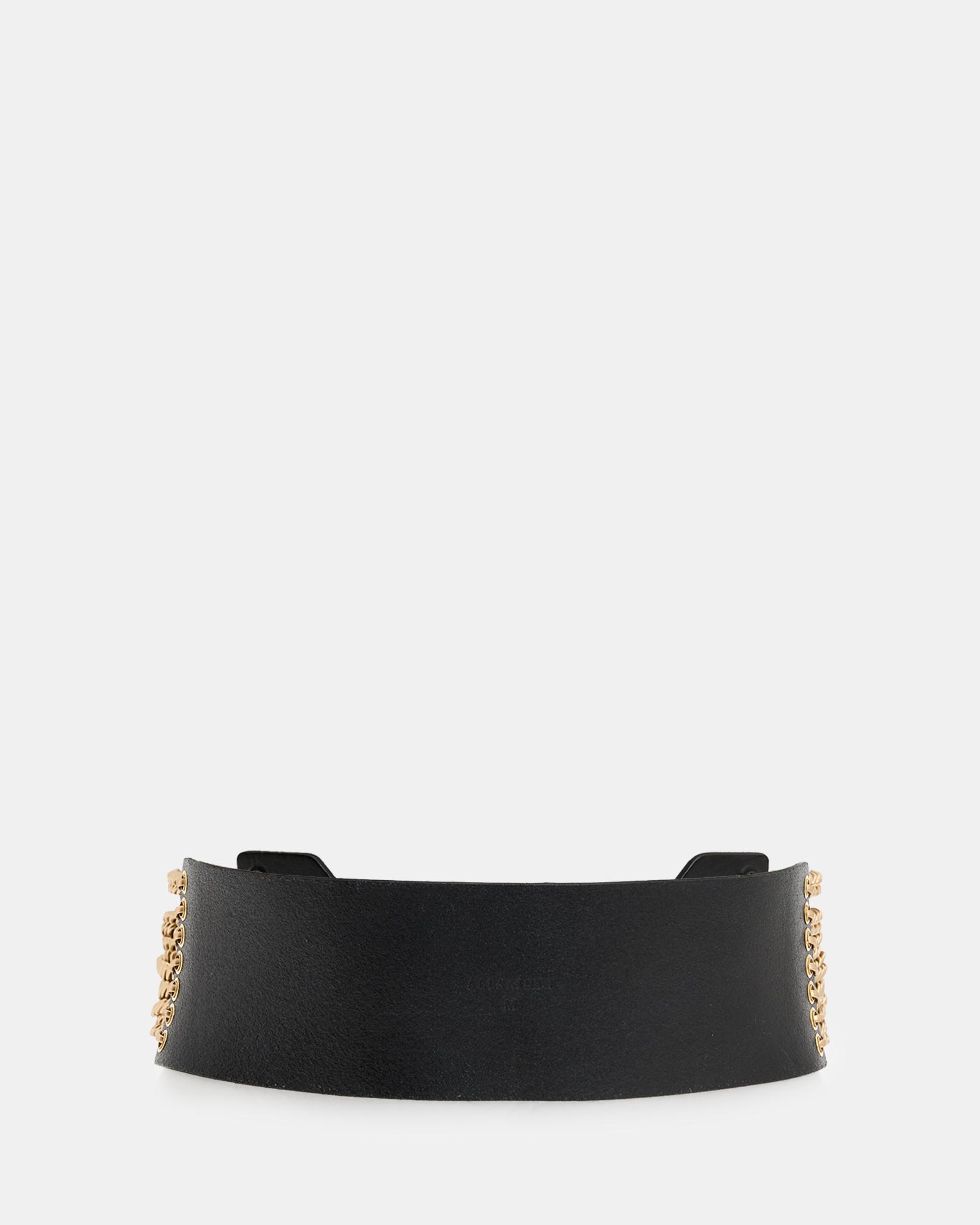All Saints Black Leather Waist Belt with Gold Chain Fringe AllSaints Women main image 4