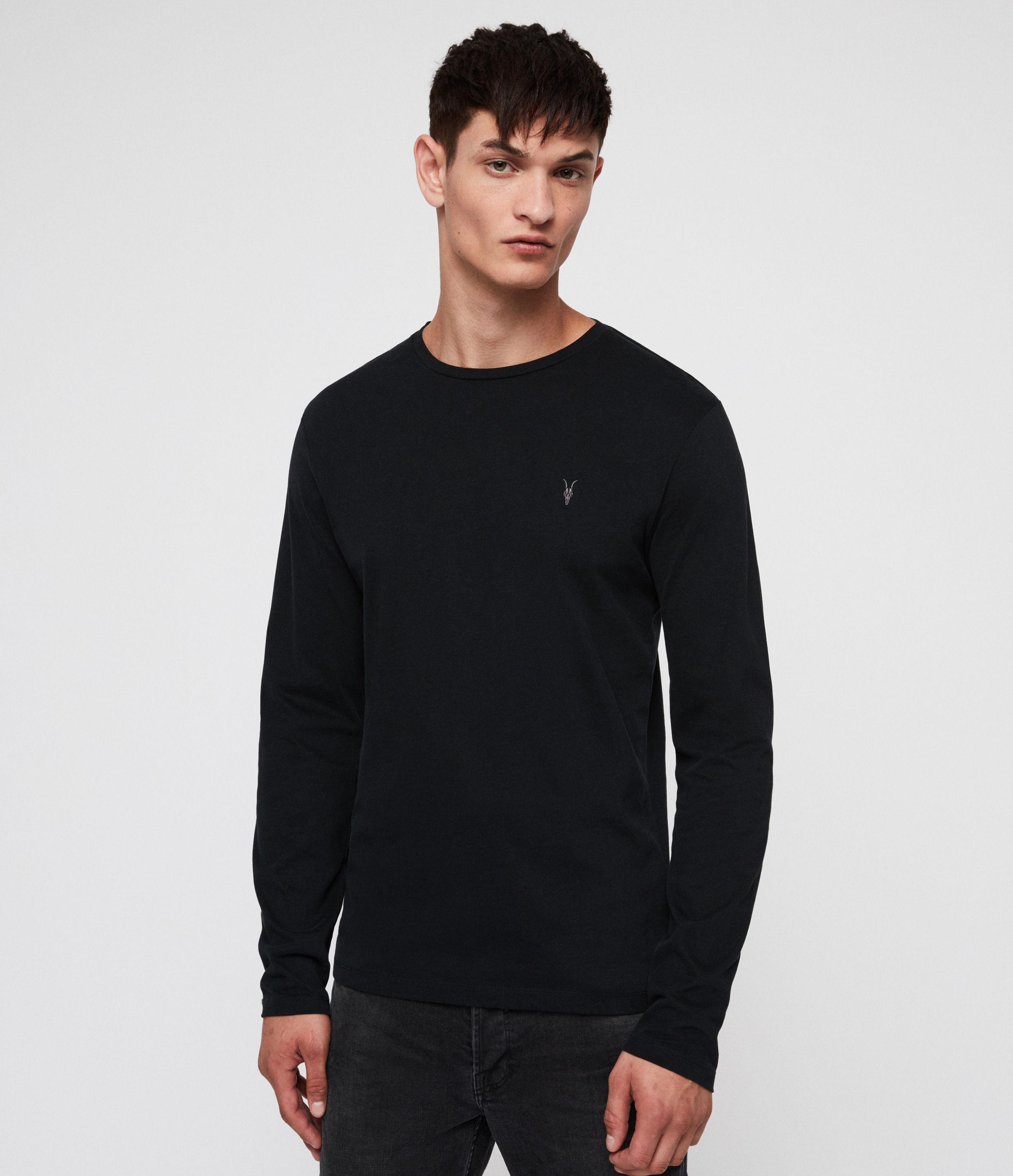 AllSaints Cotton Brace Long Sleeve Tonic Crew T-shirt in Black for 