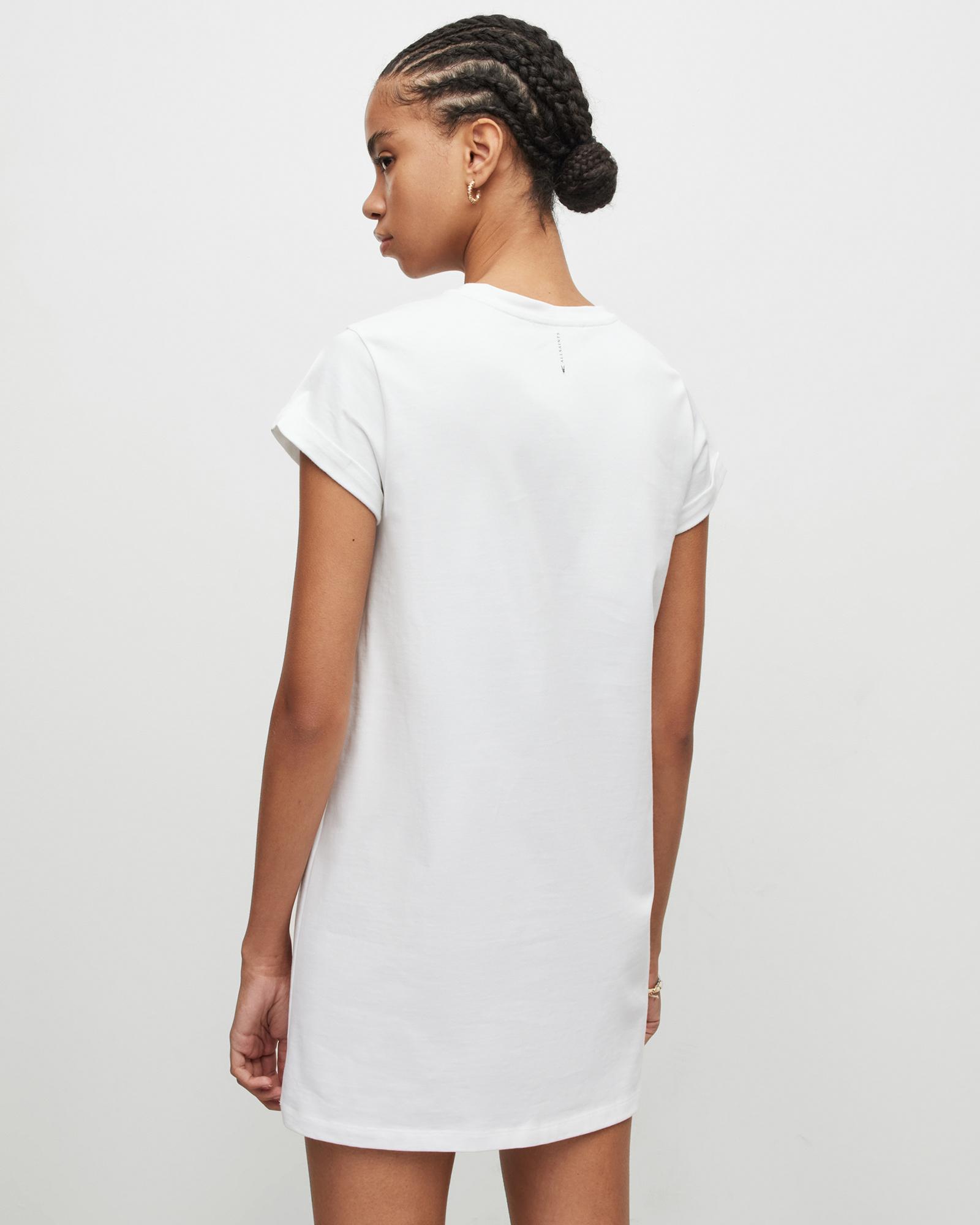AllSaints Anna Crew Neck Short Sleeve Mini Dress in White | Lyst