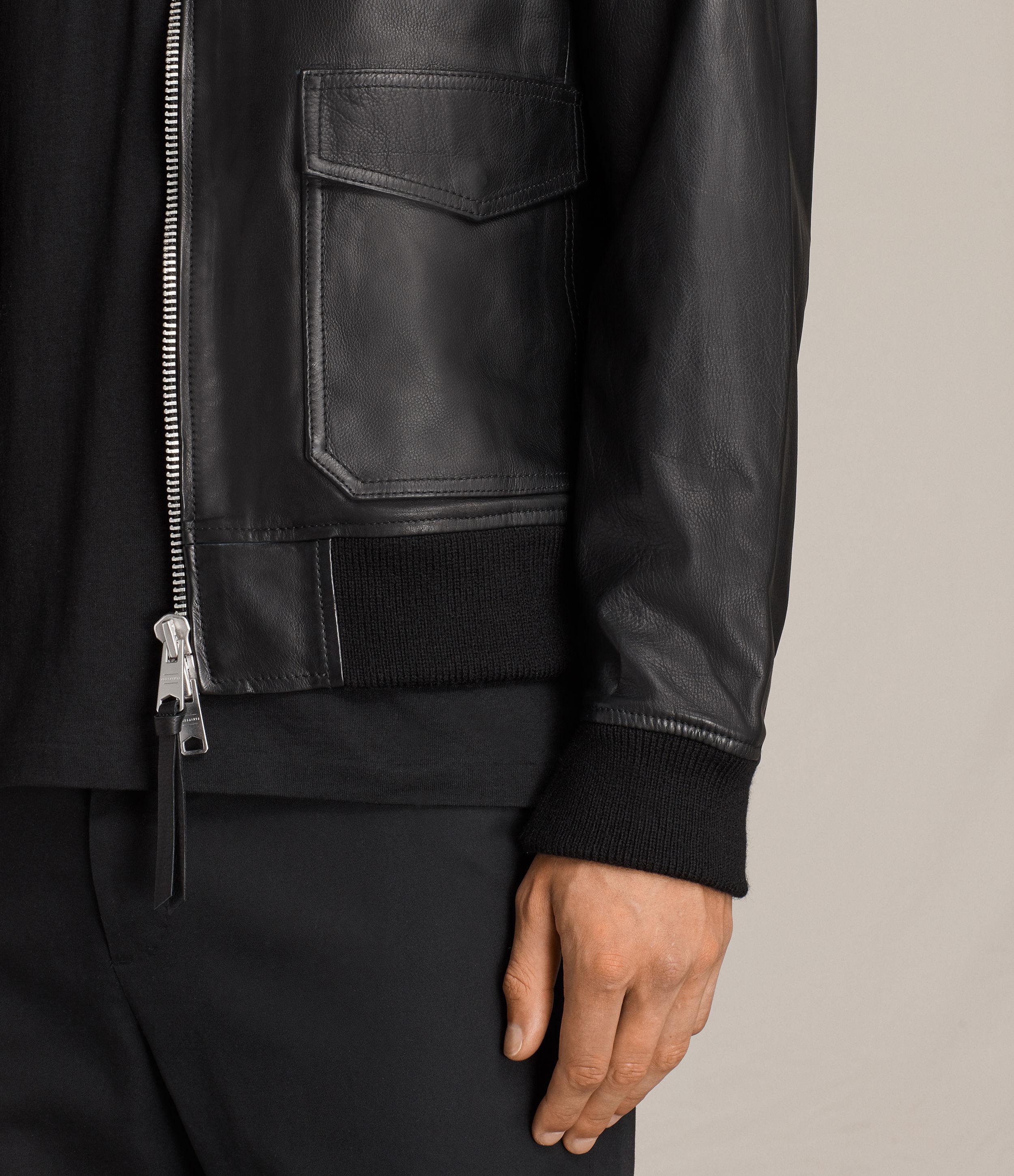 AllSaints Oban Aviator Leather Jacket in Black for Men - Lyst