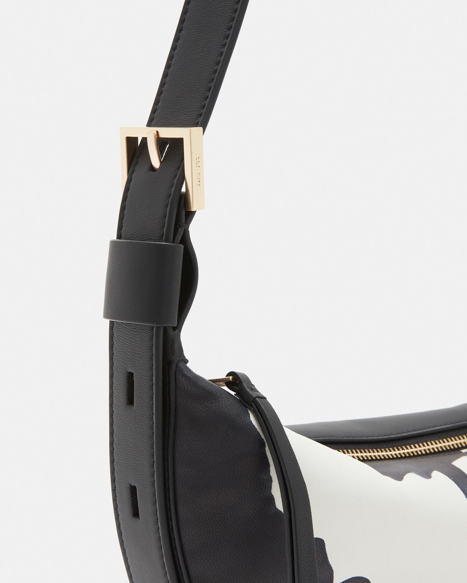 AllSaints Half Moon Tie Dye Leather Crossbody Bag in White | Lyst