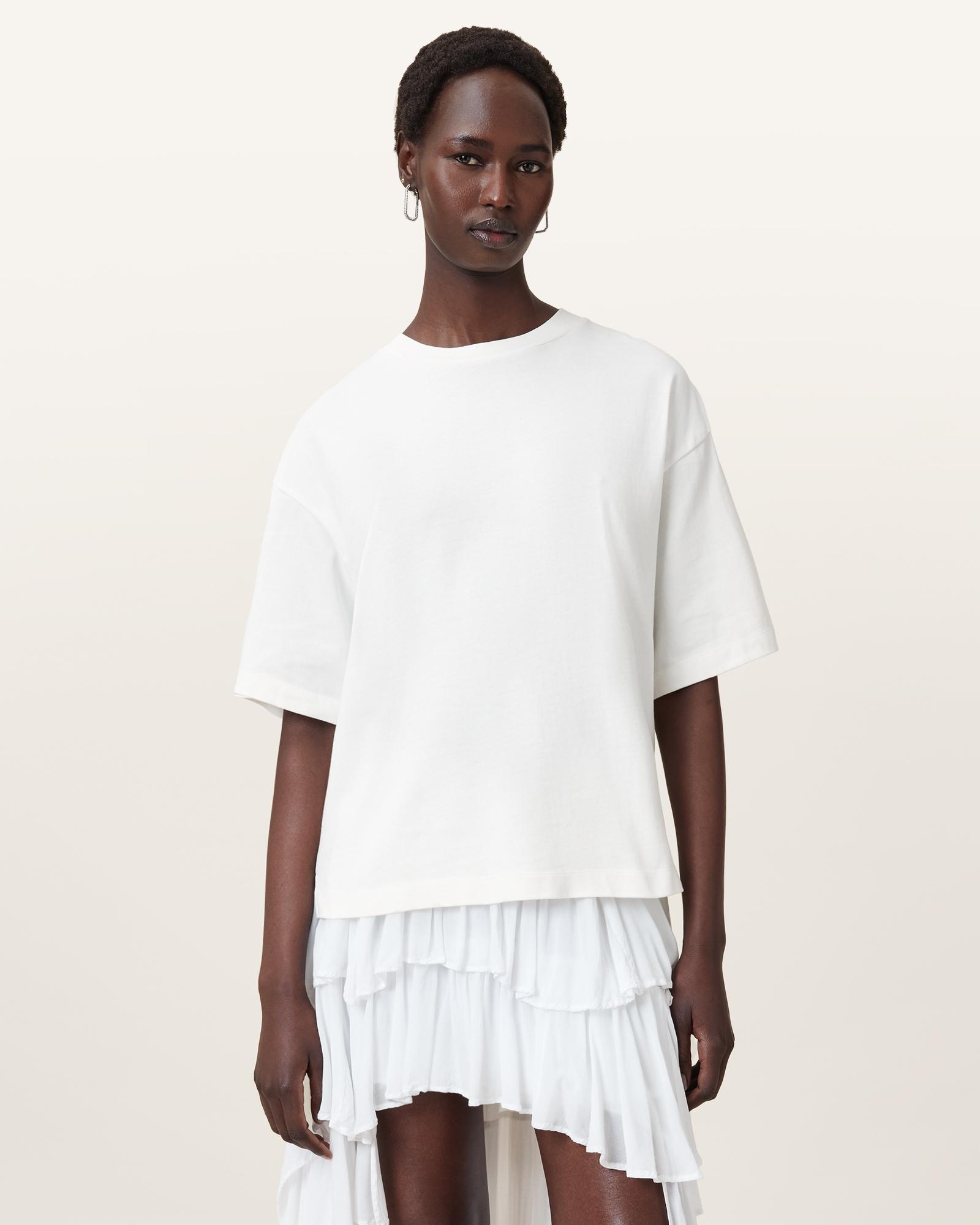 tシャツ AMELIE CROCHET OVERSIZED BOXY T-SHIRT | AMELIE クロシェ オーバーサイズ ボクシー Tシャツ AllSaints Amelie Crochet Oversized Boxy T-shirt in White | Lyst