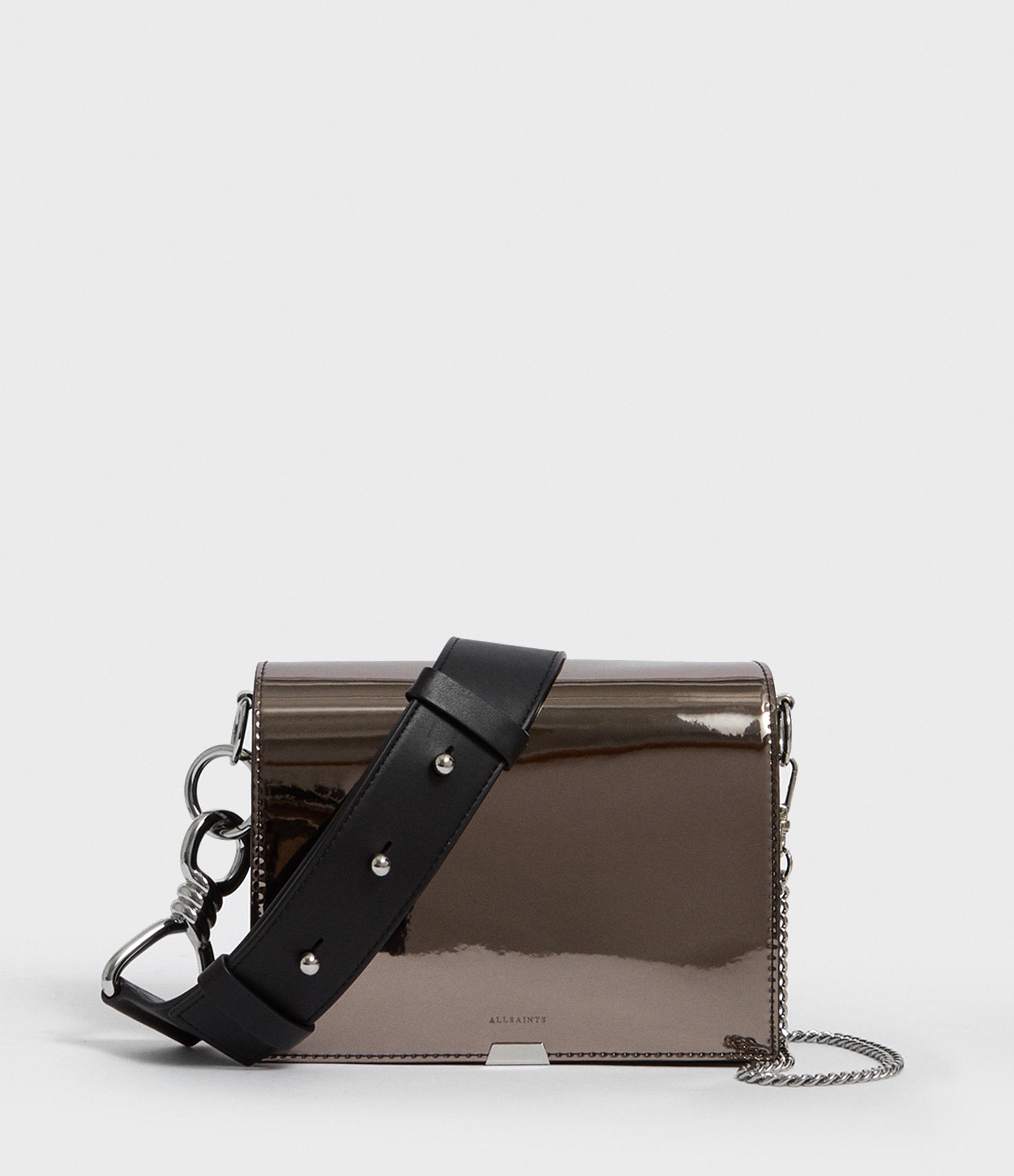Allsaints Captain Mirror Shoulder Bag In Gray Lyst