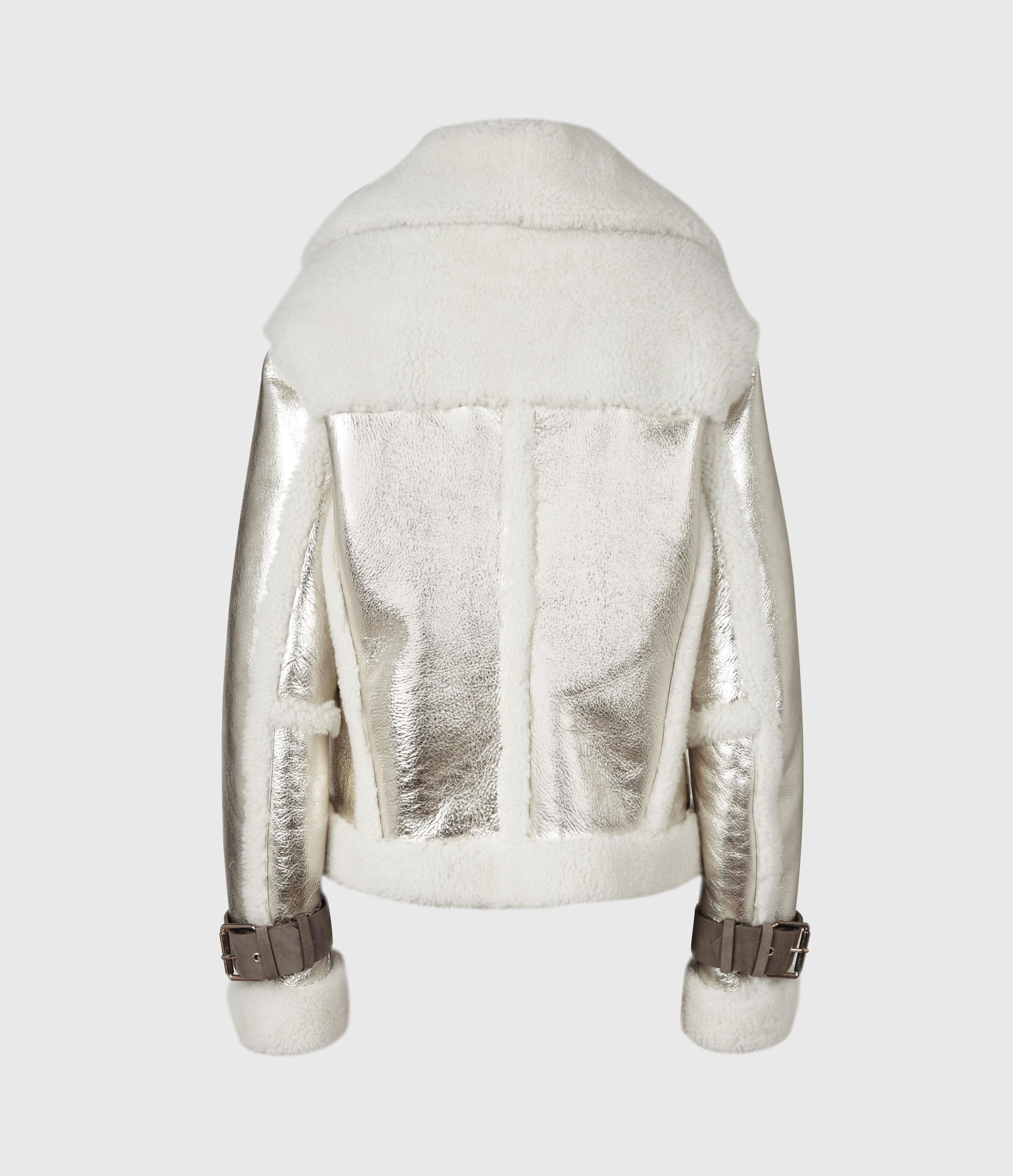 metallic shearling jacket