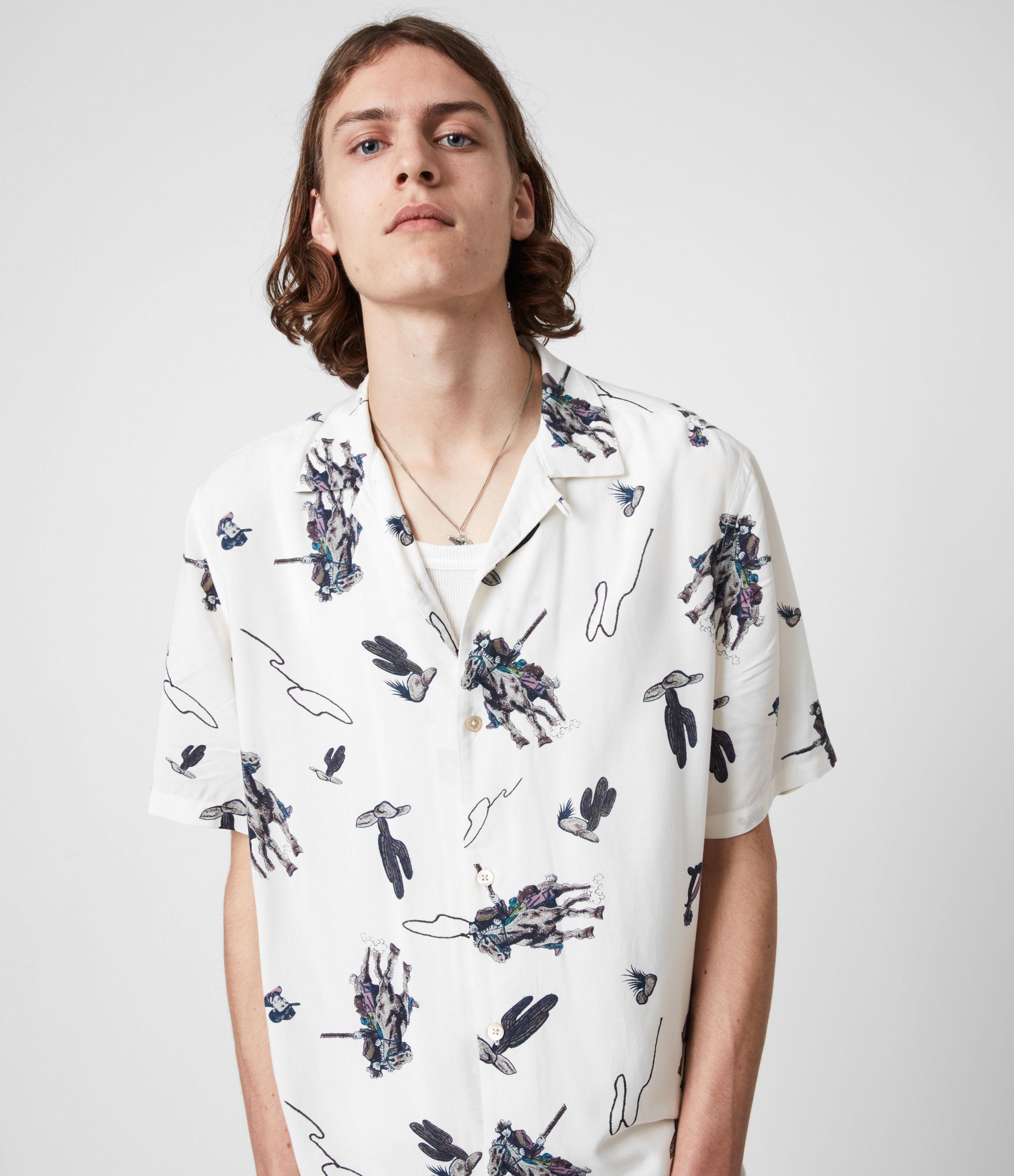 AllSaints Vaquero Ss Shirt Mens in Ecru 