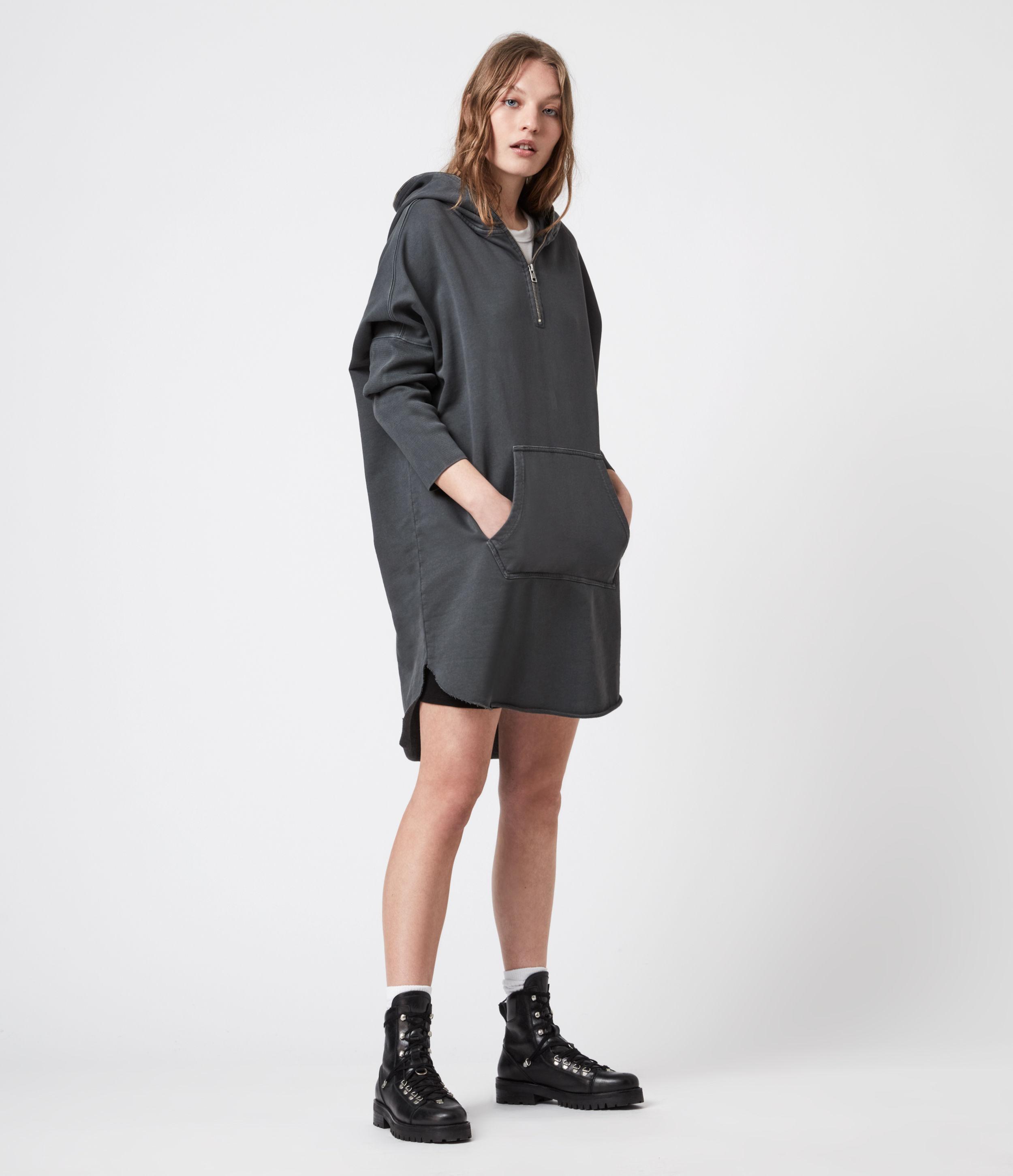 AllSaints Cotton Xonda Hoodie Dress in 