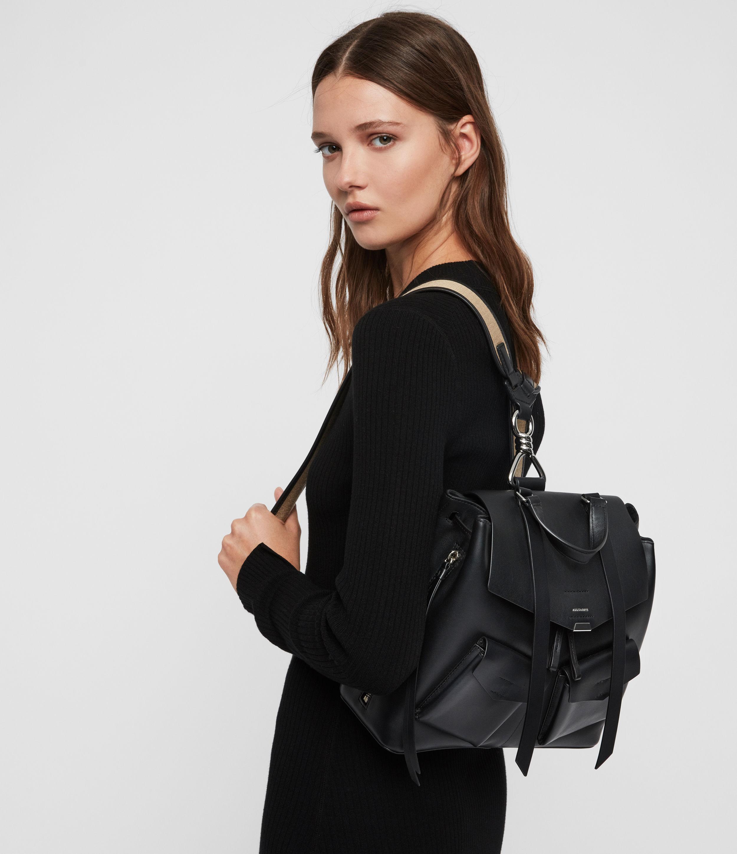 AllSaints Darcy Leather Backpack in Black | Lyst