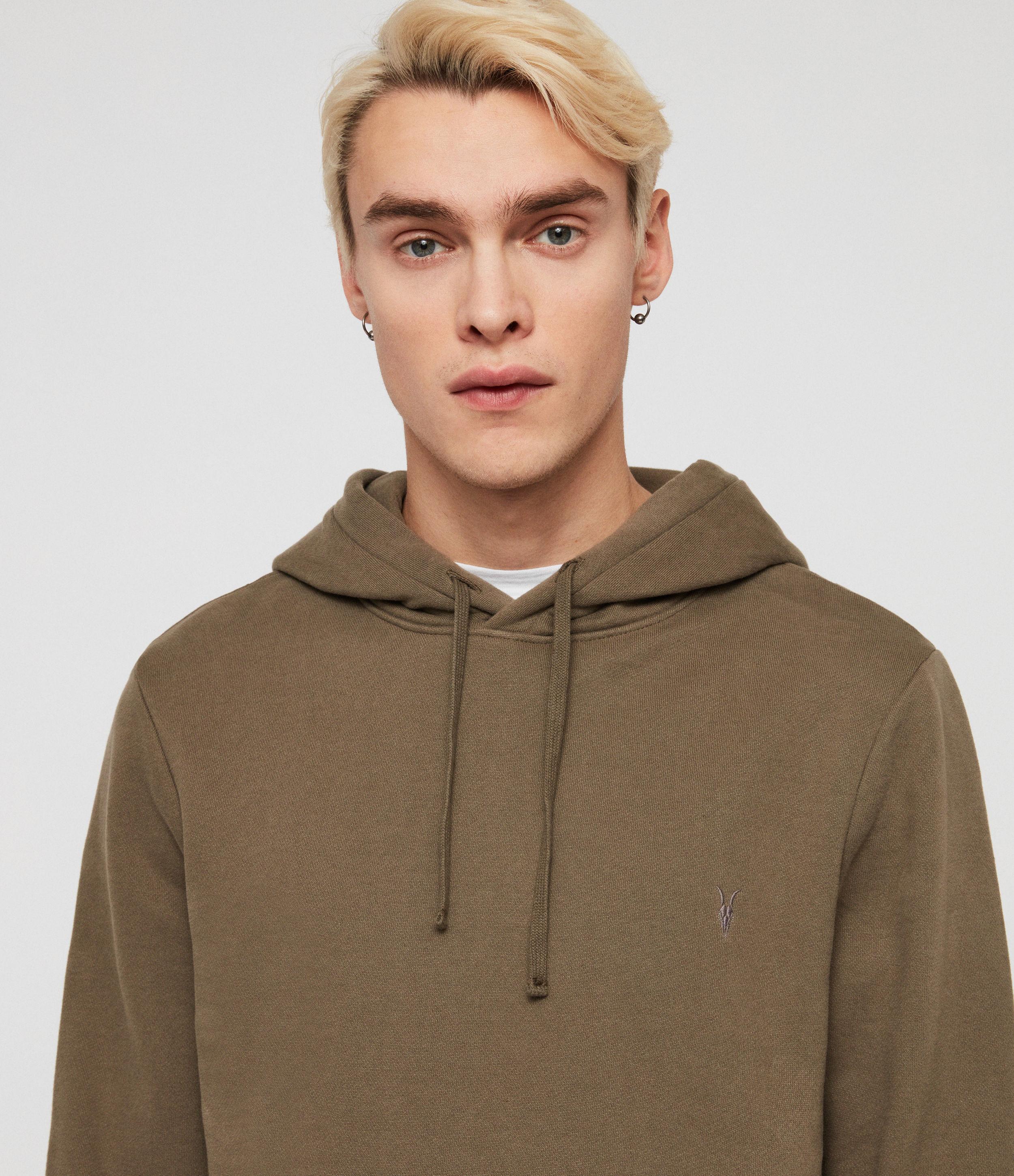 AllSaints Cotton Raven Hoodie in Olive Green (Green) for Men | Lyst