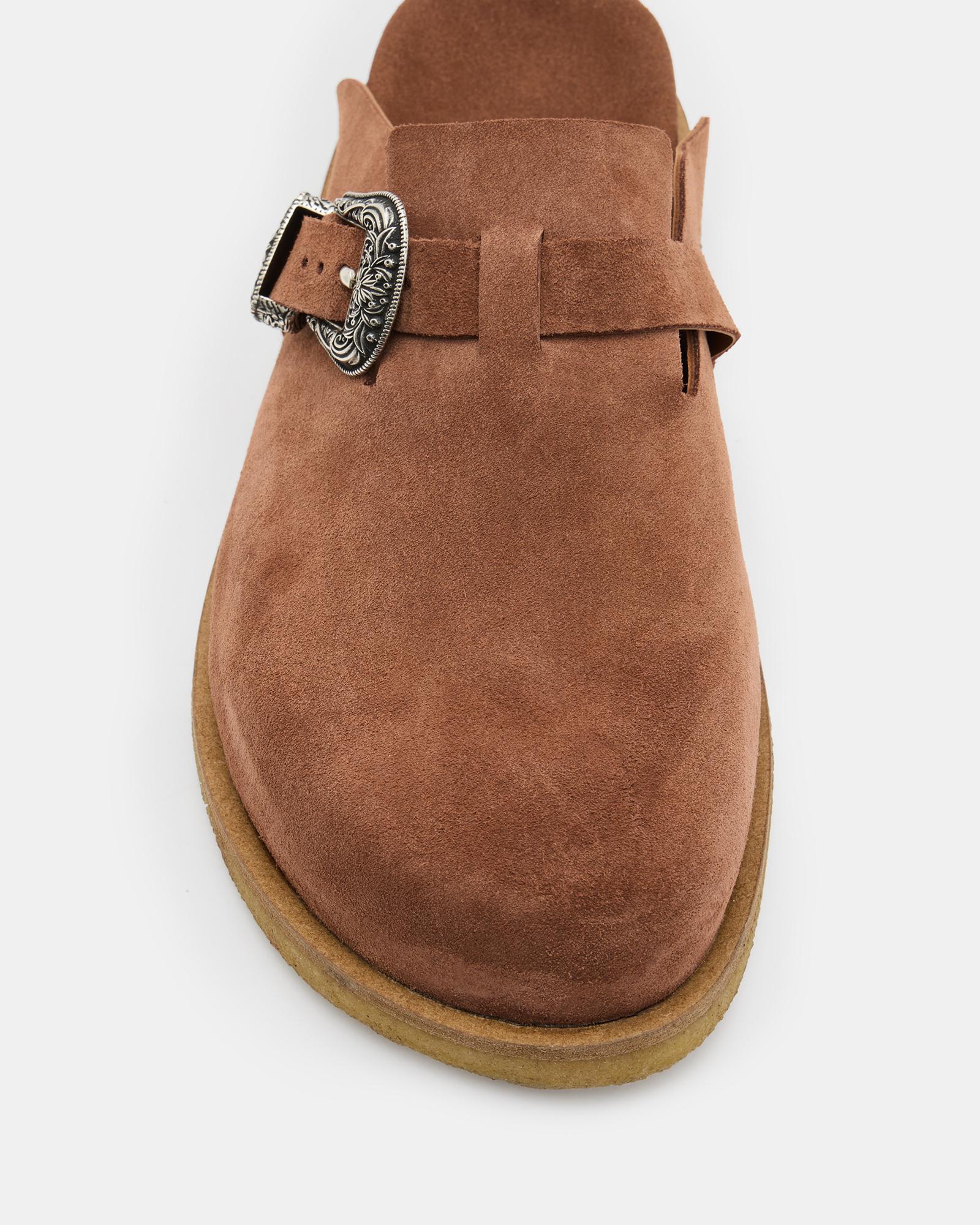 All Saints Men\'s Suede Buckle Slip-On in Chestnut ALLSAINTS Randal Mule Tan Suede Buckle Men main image 2