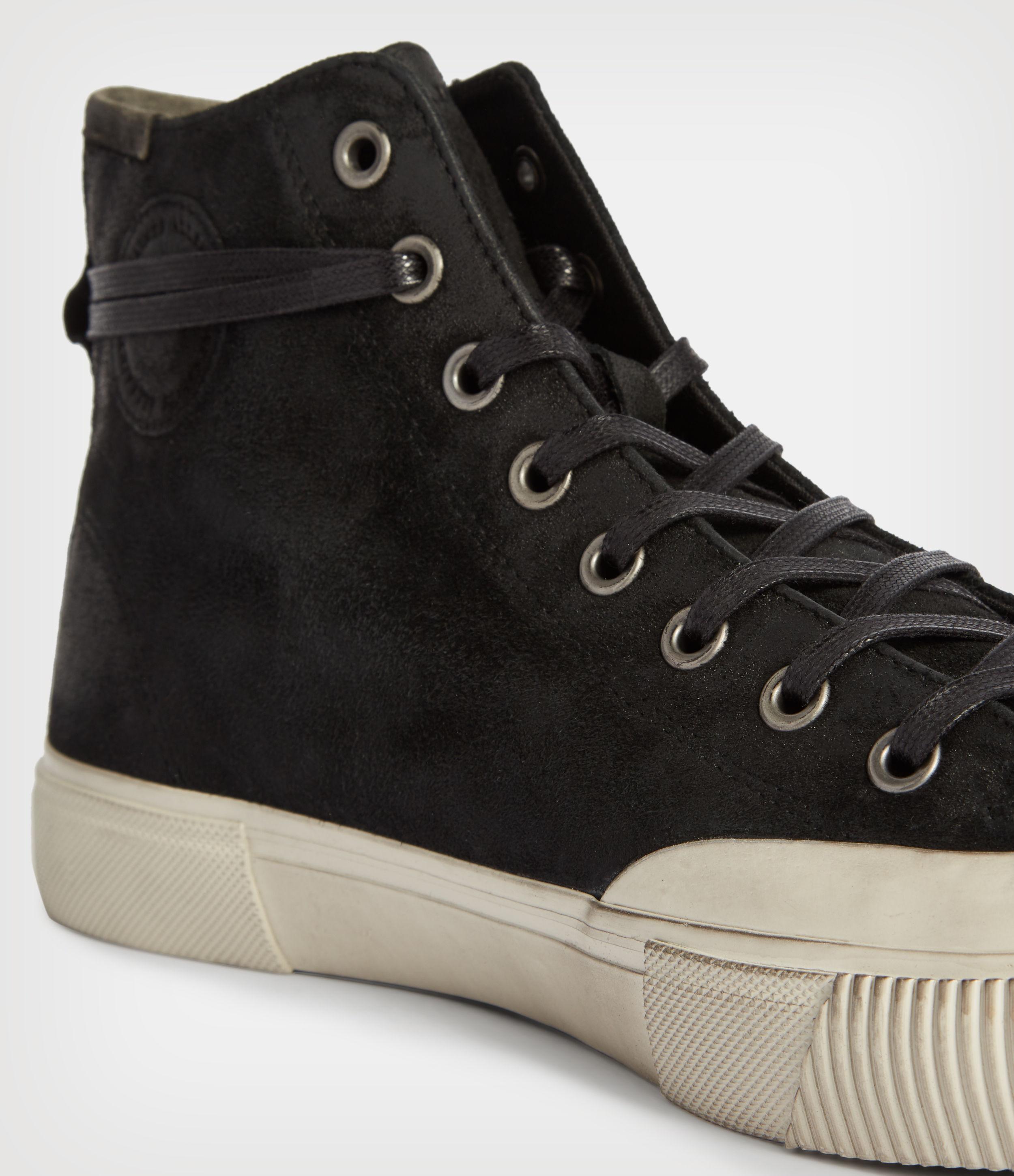AllSaints Dumont High Top Suede Trainers in Black for Men | Lyst